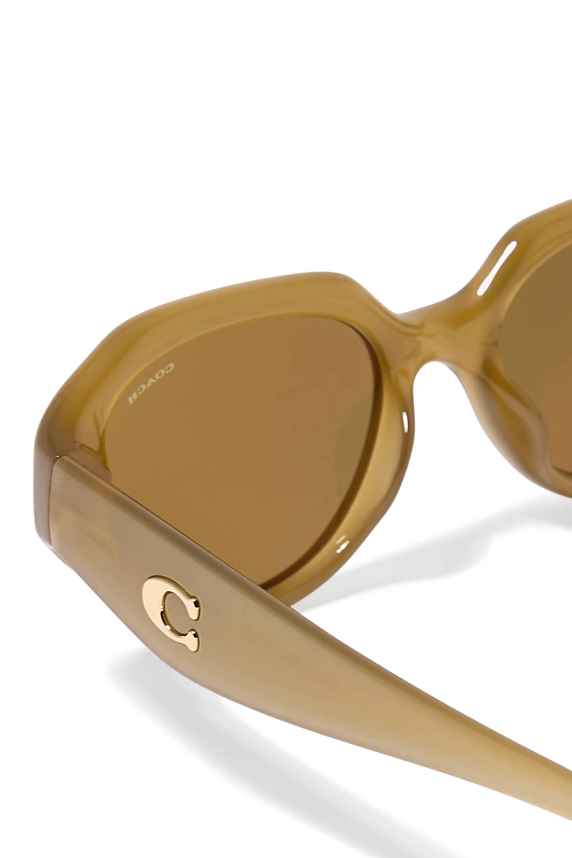 Irreg Frame Sculpted C Logo Temple Sunglasses