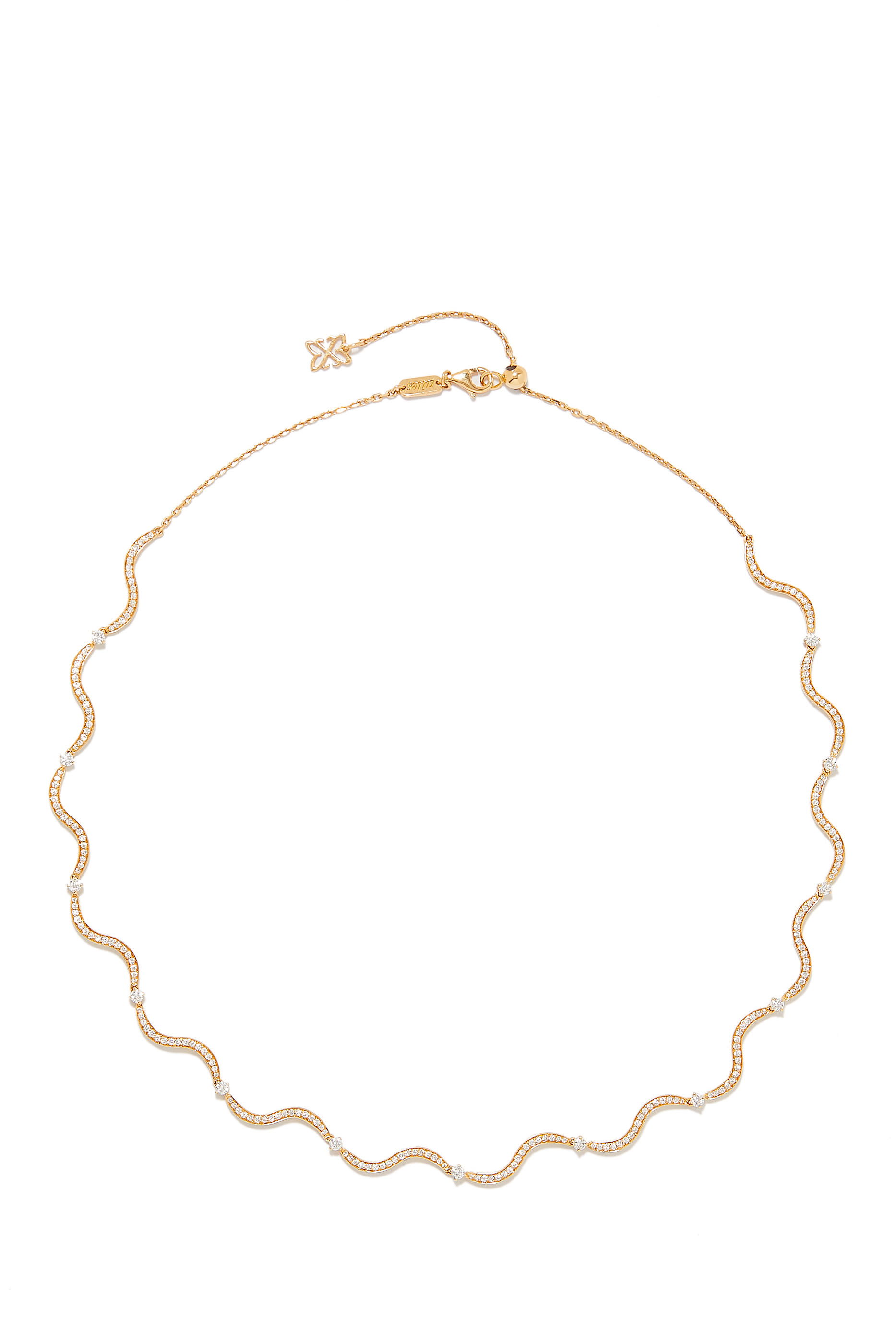 Full Diamond Wave Choker, 18k Yellow Gold & Diamonds