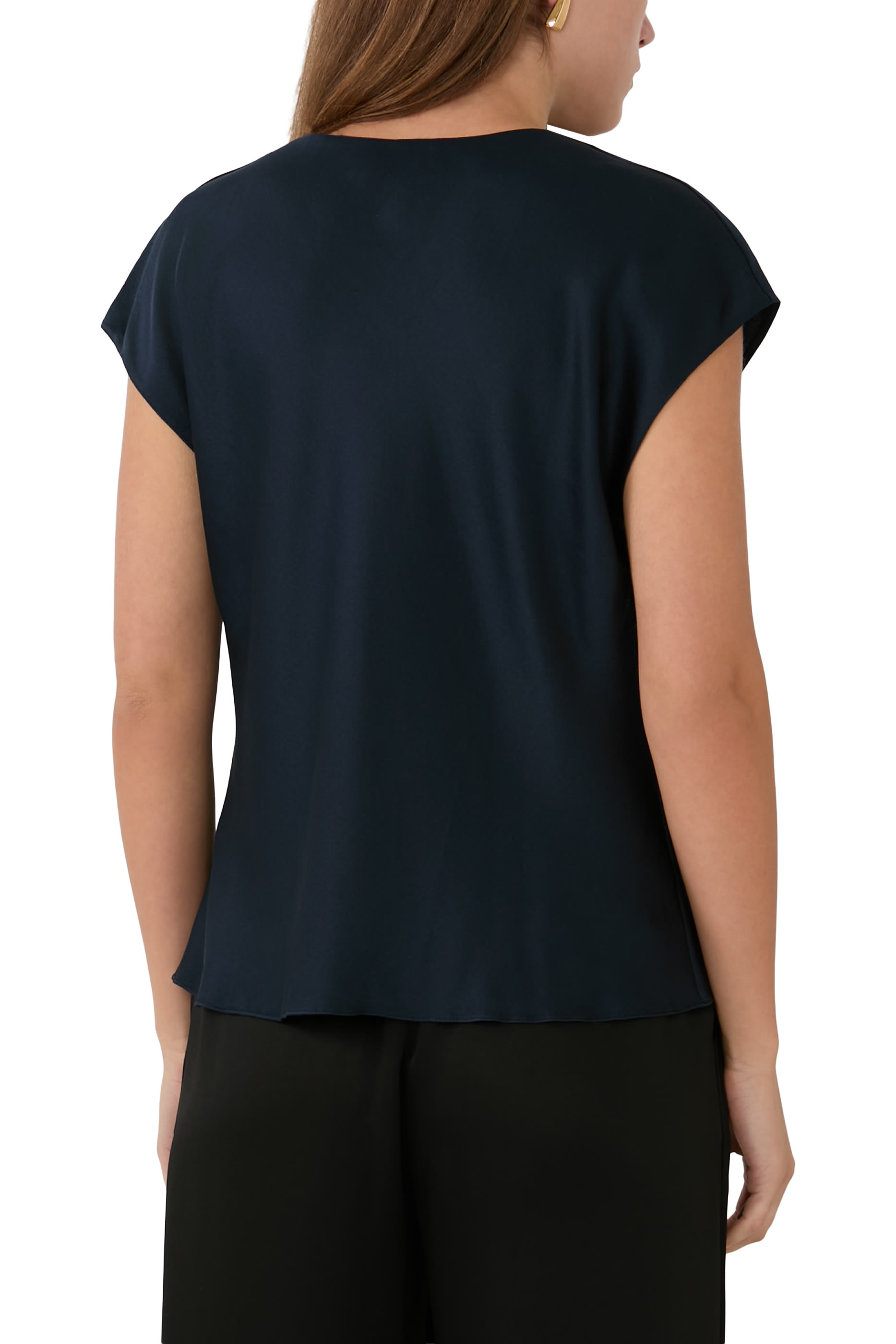 Cowl Neck Cap Sleeves Blouse