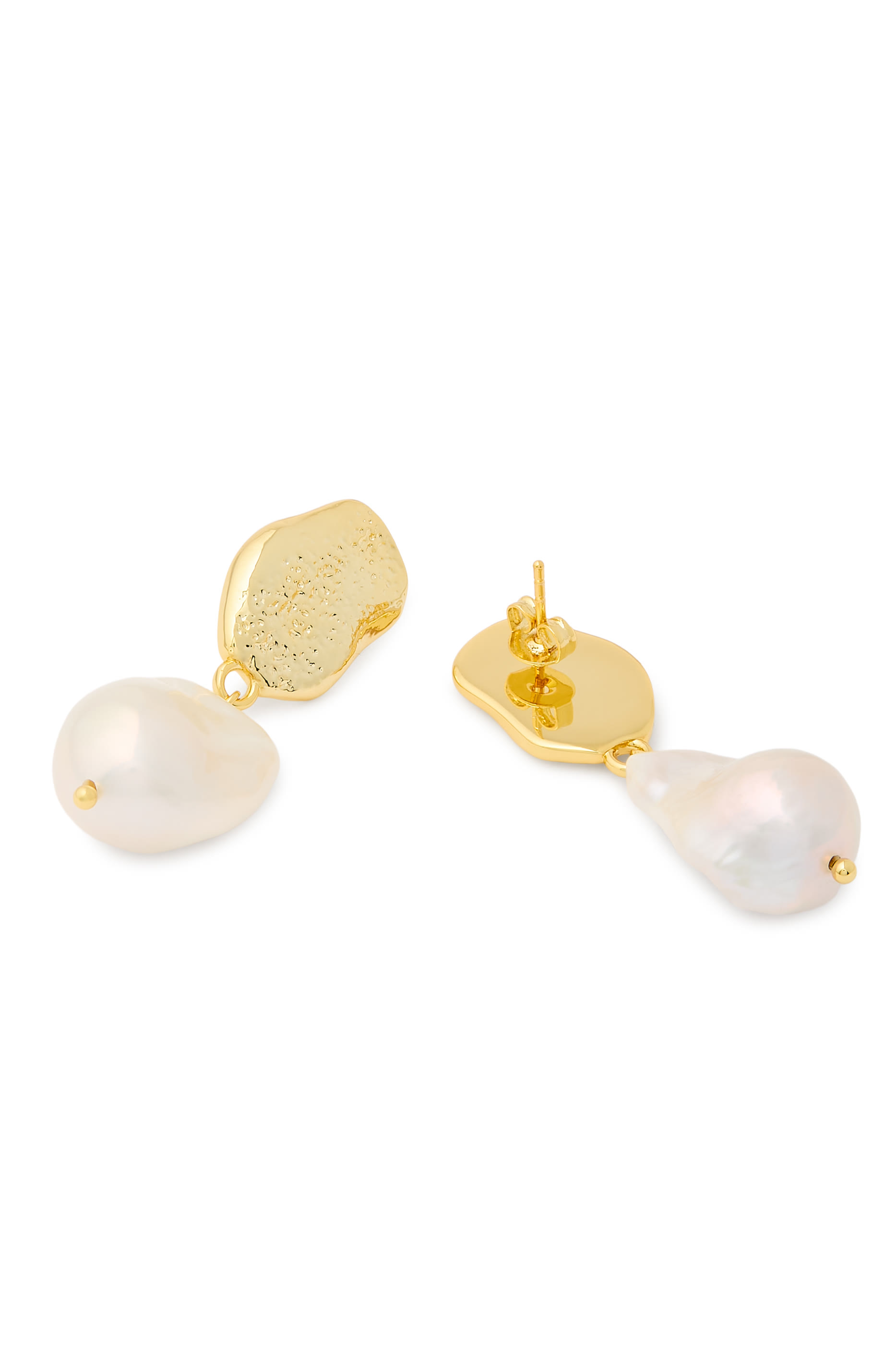 The Marusia Earrings, 18k Gold-Plated Brass & Baroque Pearls