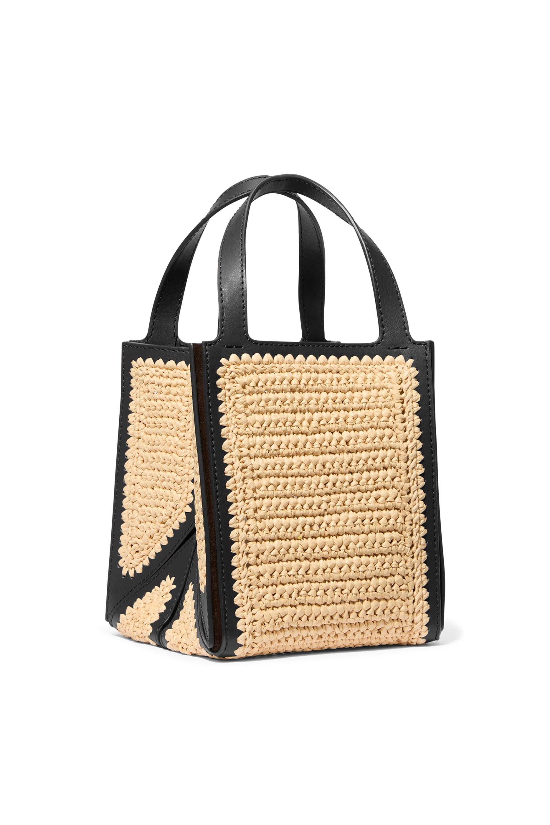 Jordi Small Hand-Crocheted Straw & Leather Tote Bag
