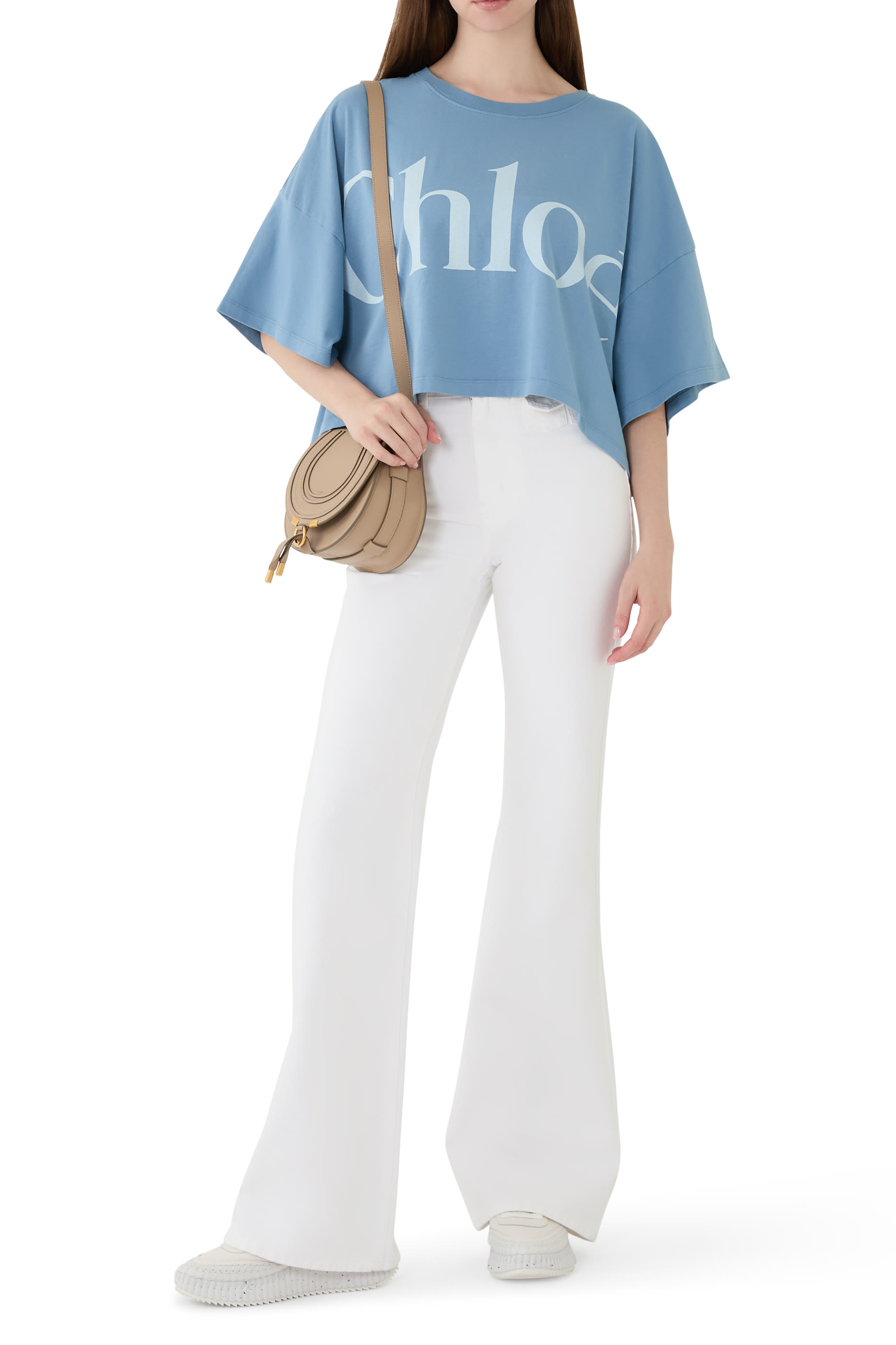 Cropped Boxy Logo T-Shirt in Cotton Jersey 