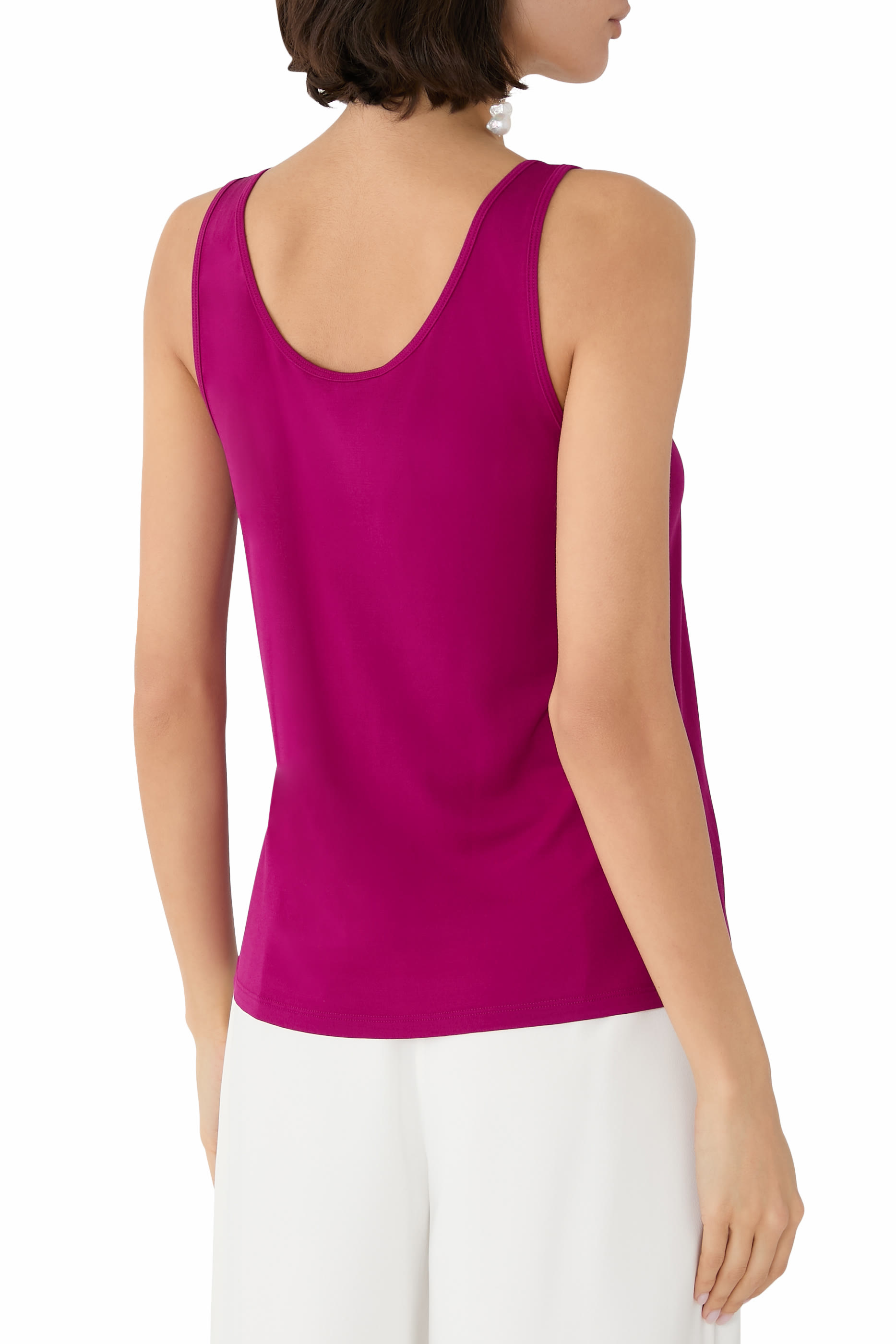 Stretch Silk Jersey Scoop Neck Tank 