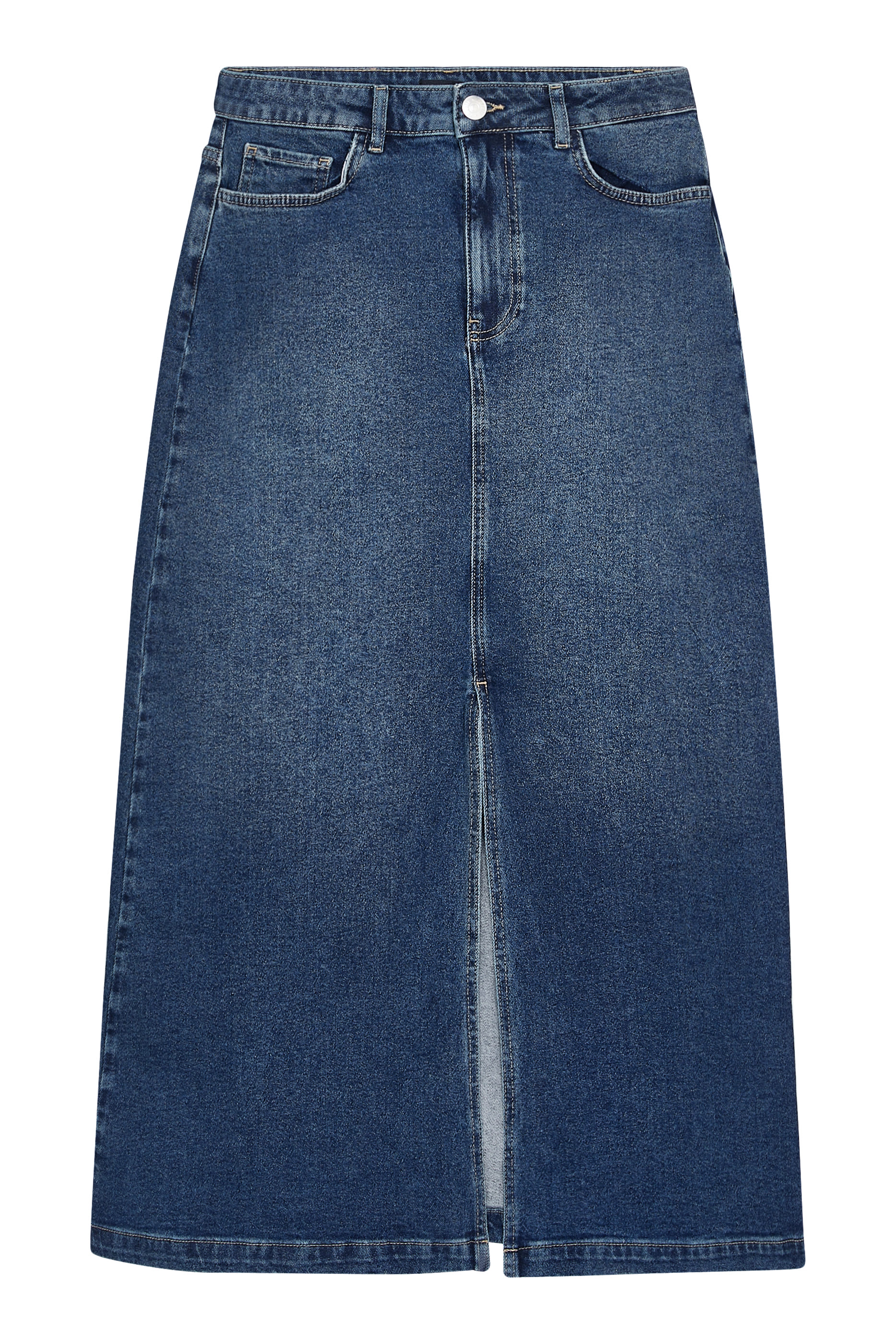 Maxi Low-Rise Denim Skirt