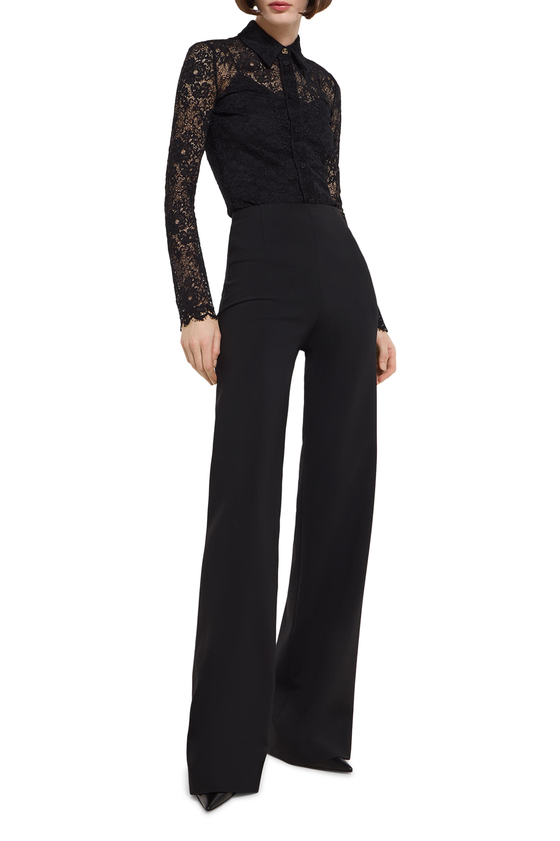 GG Flower Stretch Lace Shirt