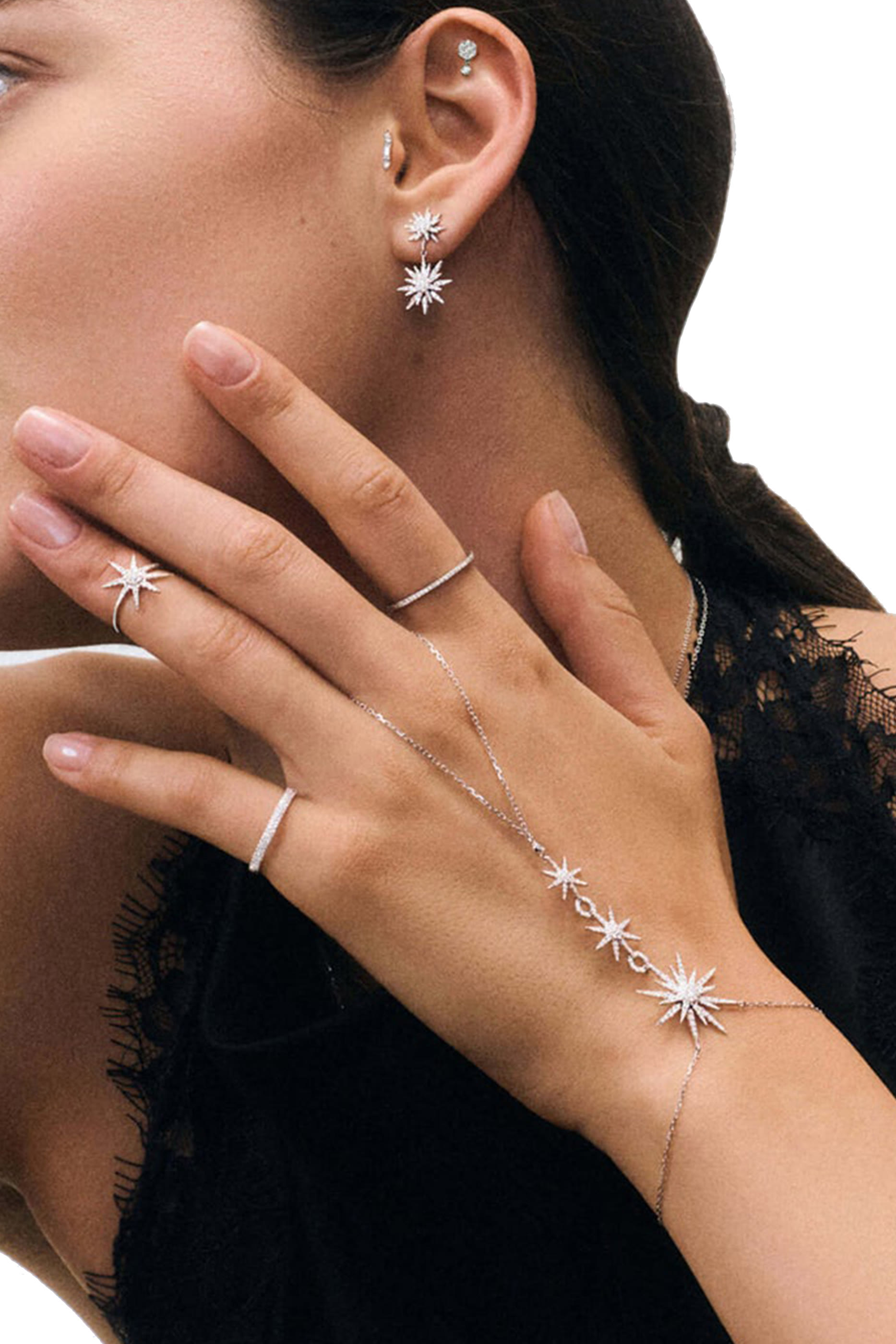 Soleil Earrings, 18K White Gold & Diamonds