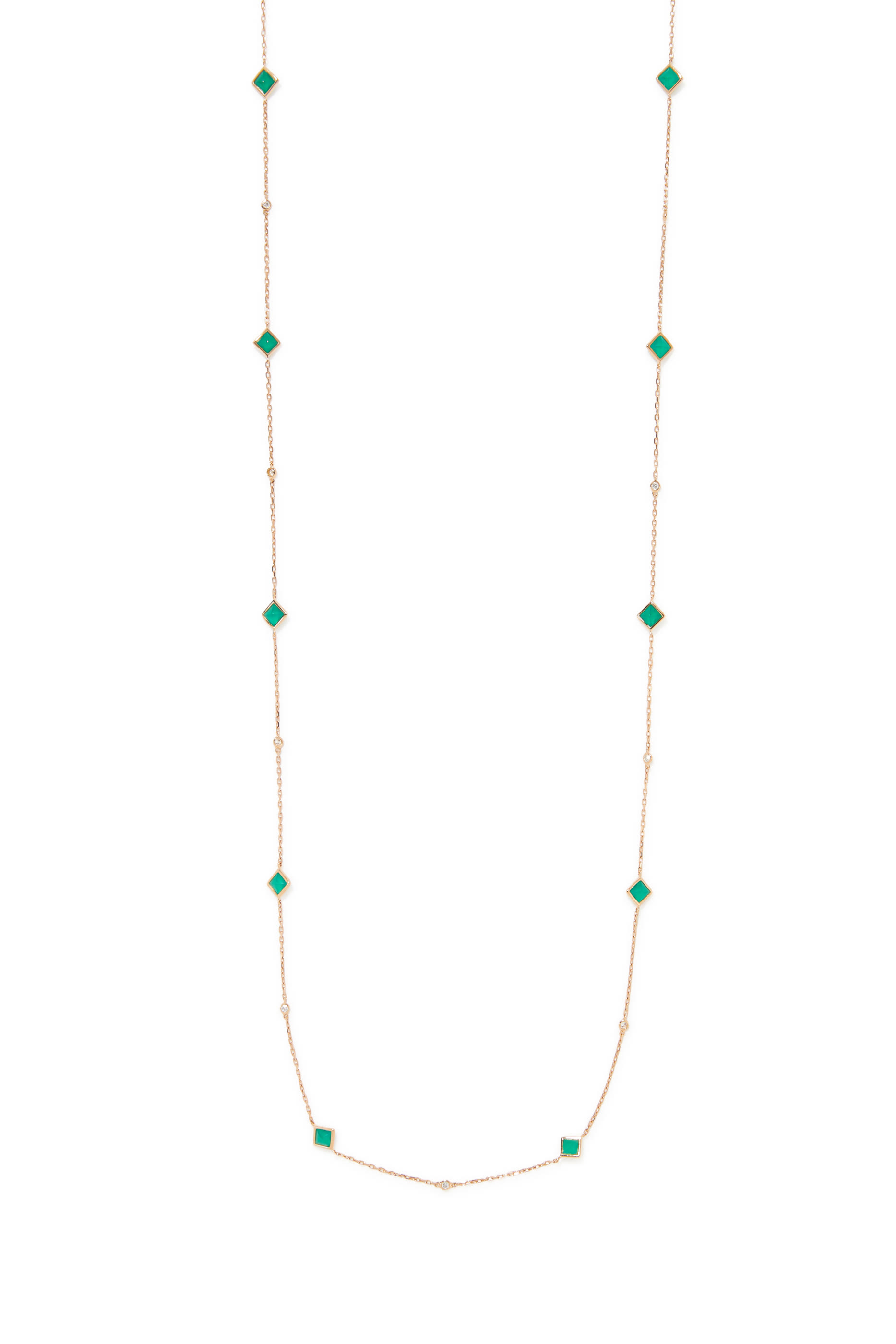Cleo Mini Reve Convertible Chain, 18k Rose Gold with Green Agate & Diamonds