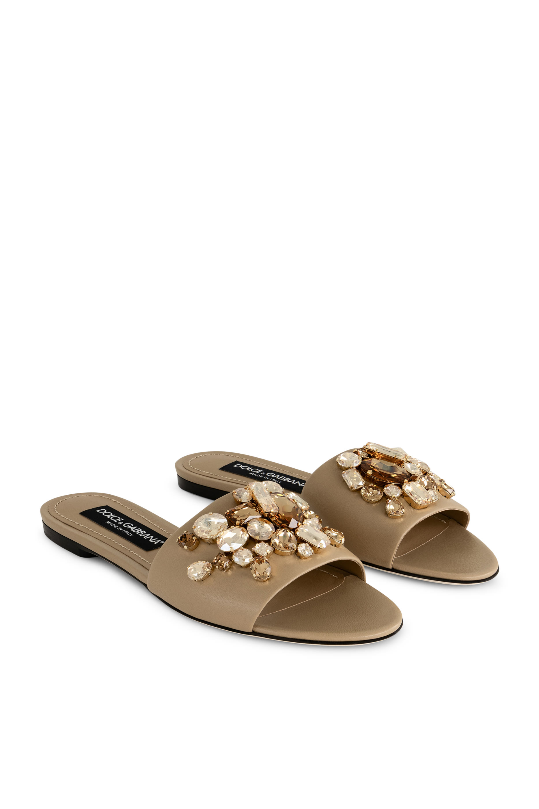 Bezel-Embellished Slide Sandals