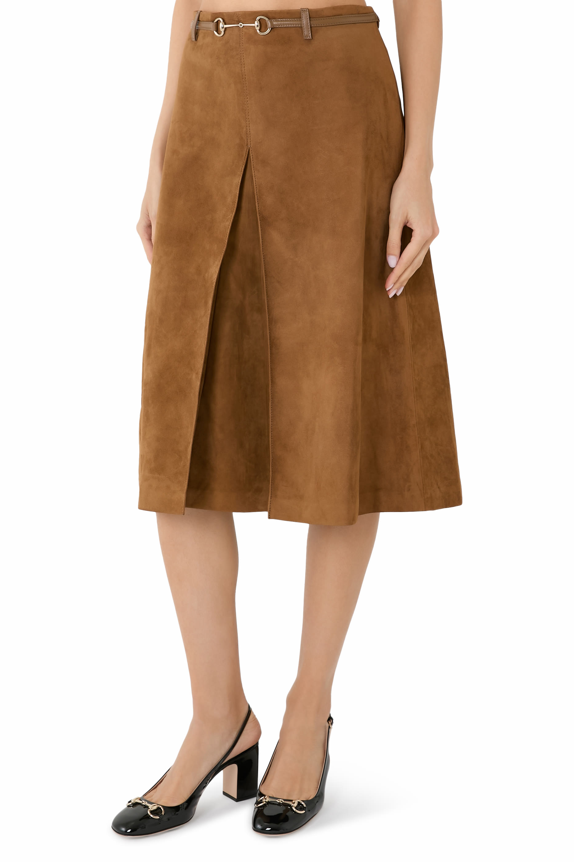 Suede Skirt with Horsebit 