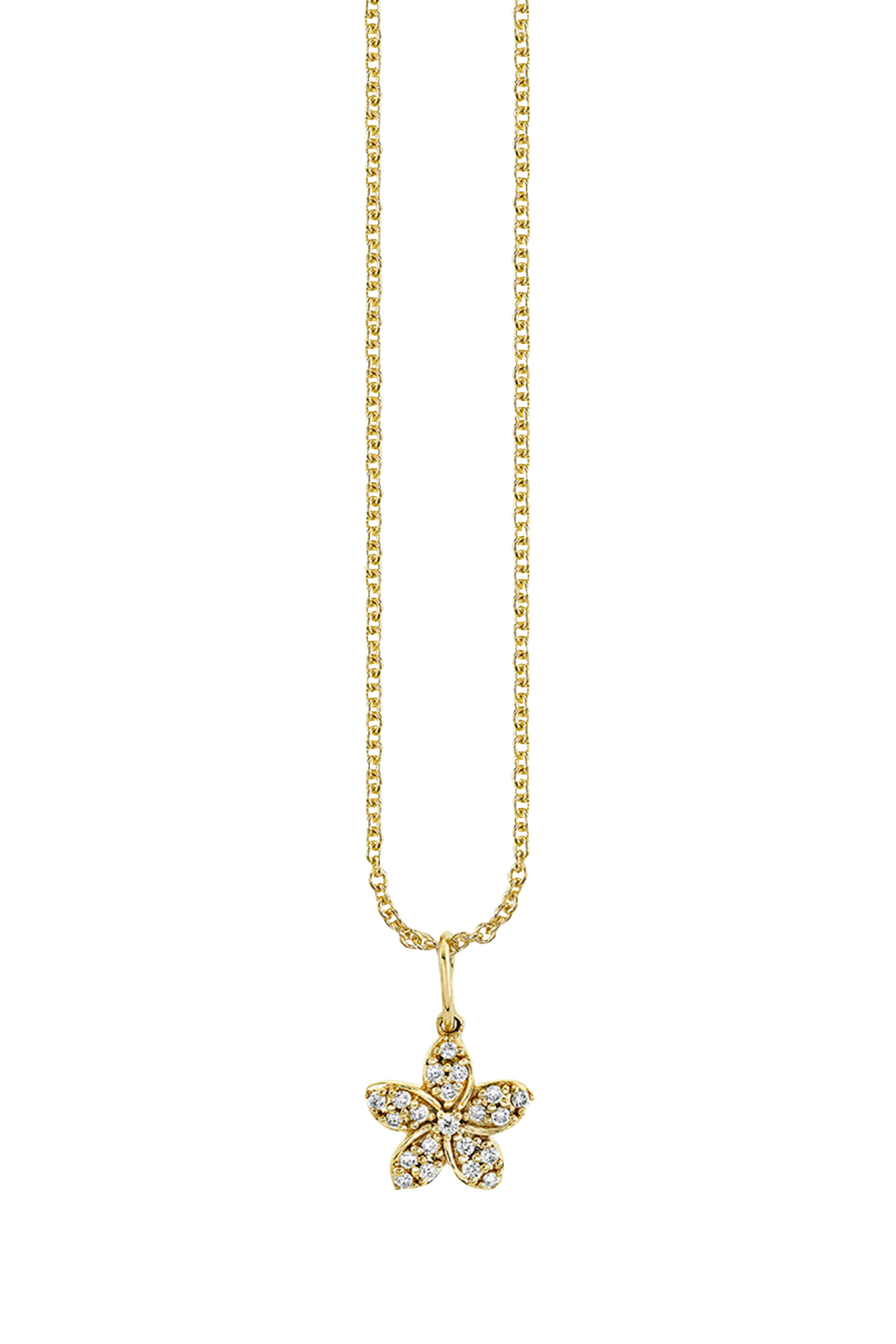 Plumeria Pendant, 14k Yellow Gold & Diamonds