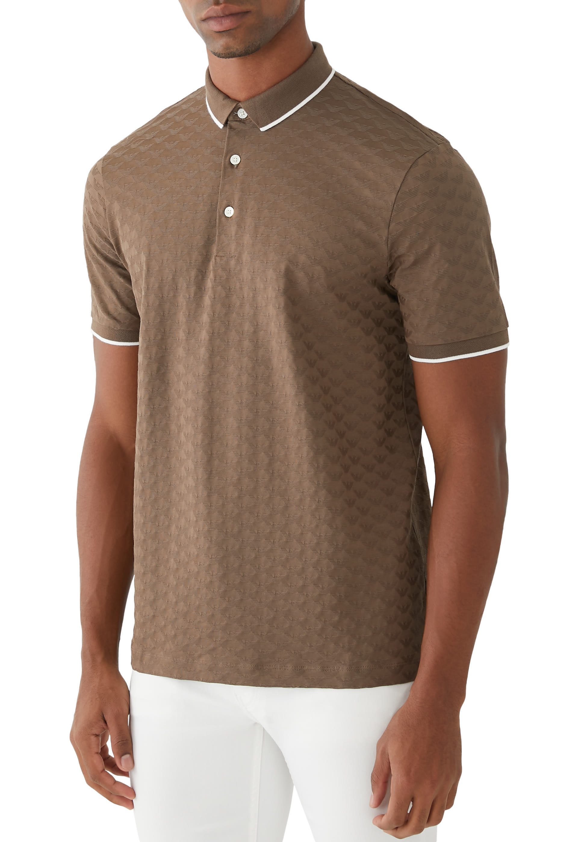 All-Over Jacquard Eagle Mercerised Jersey Polo Shirt