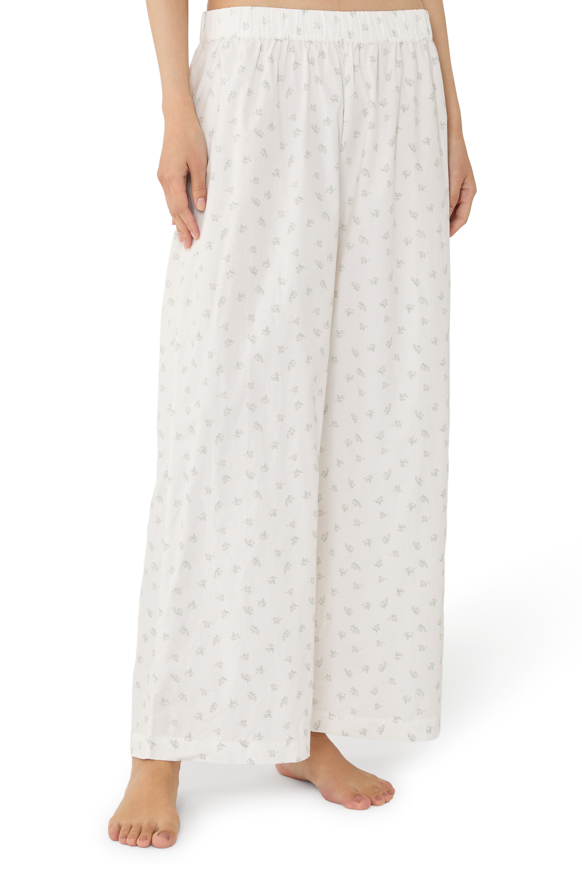 Cotton Tie Printed Drop Shoulder Pajama Set 