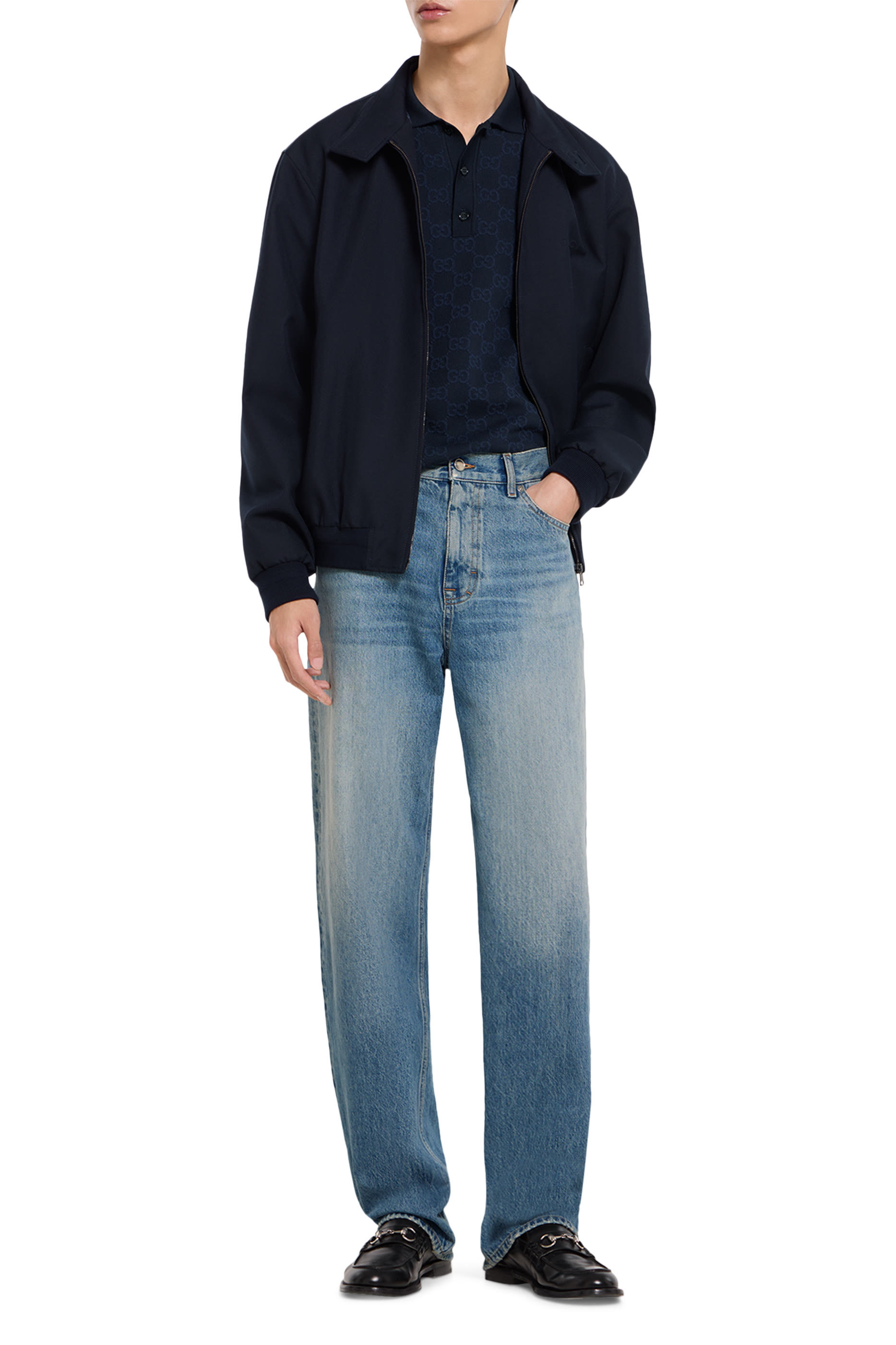  GG Cotton Silk Jacquard Polo Shirt