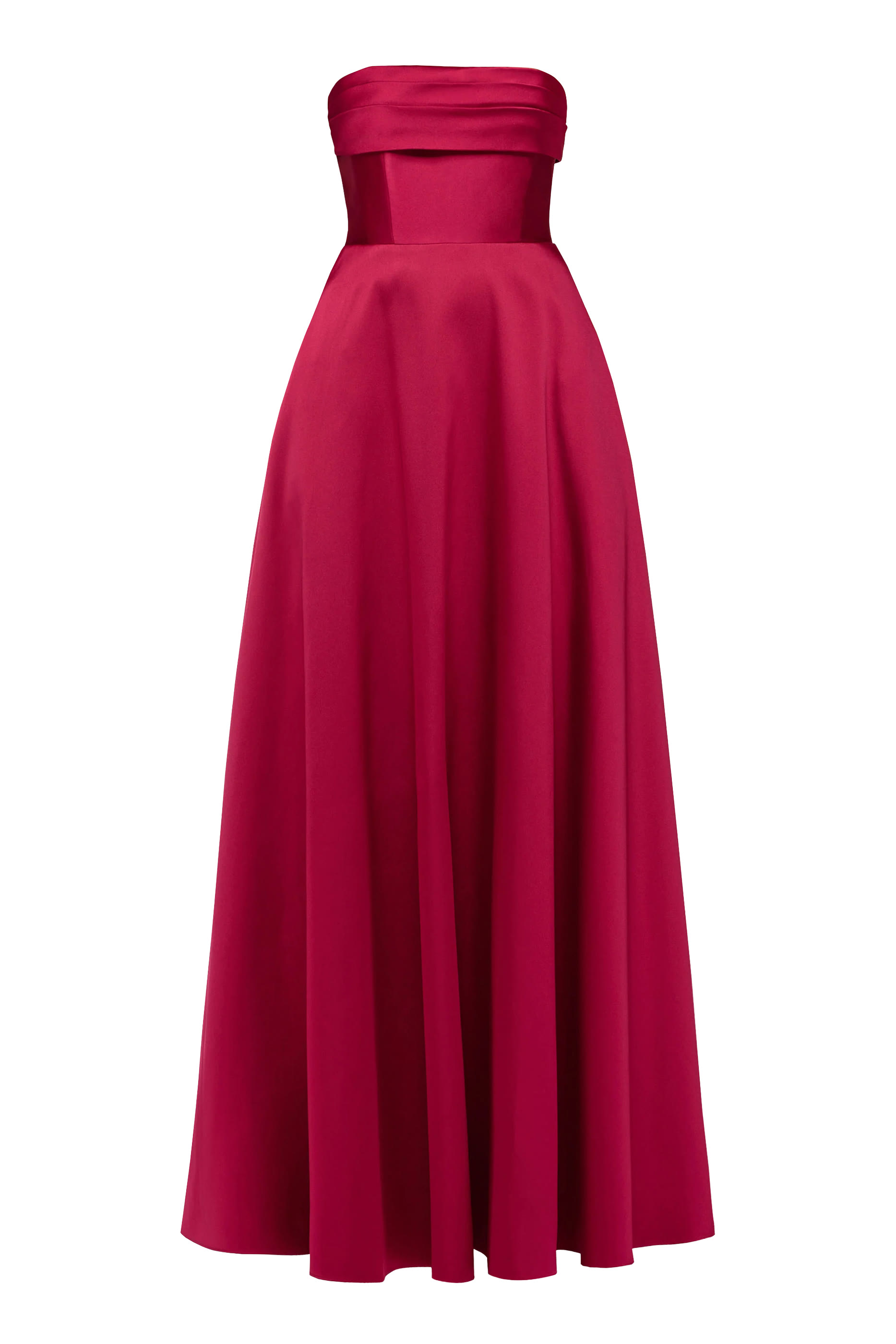 Pleated Bust Taffeta Evening Gown