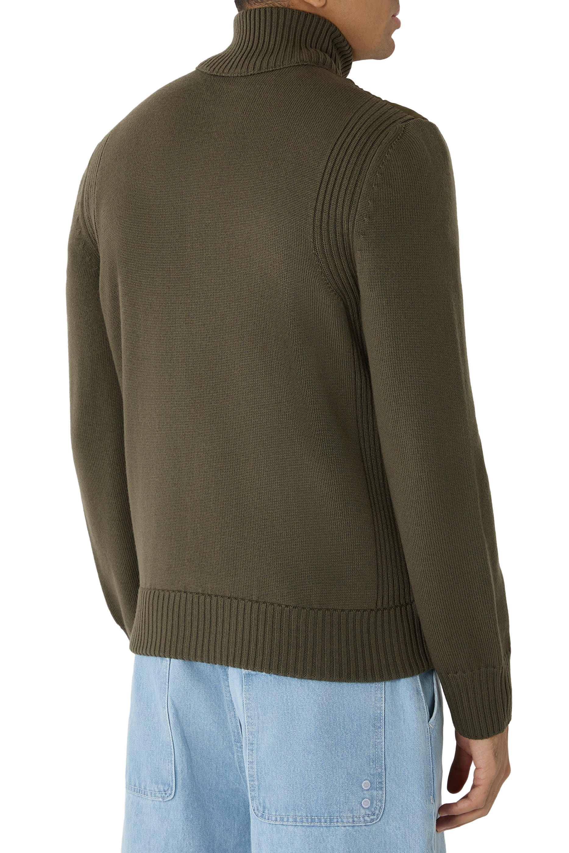 Padded Wool Zip-Up Cardigan 