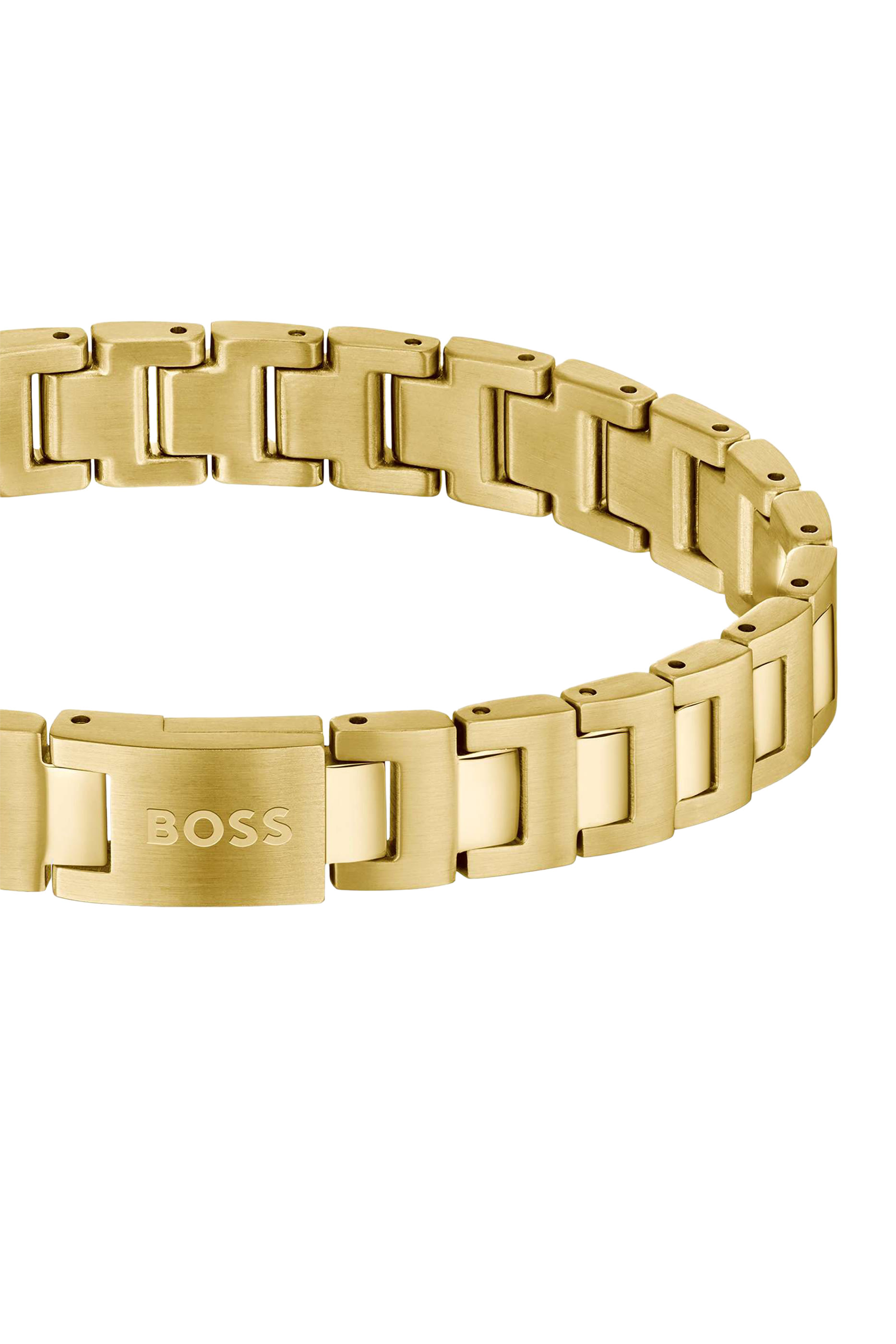 Gold-Tone Link Cuff with Logo Closure