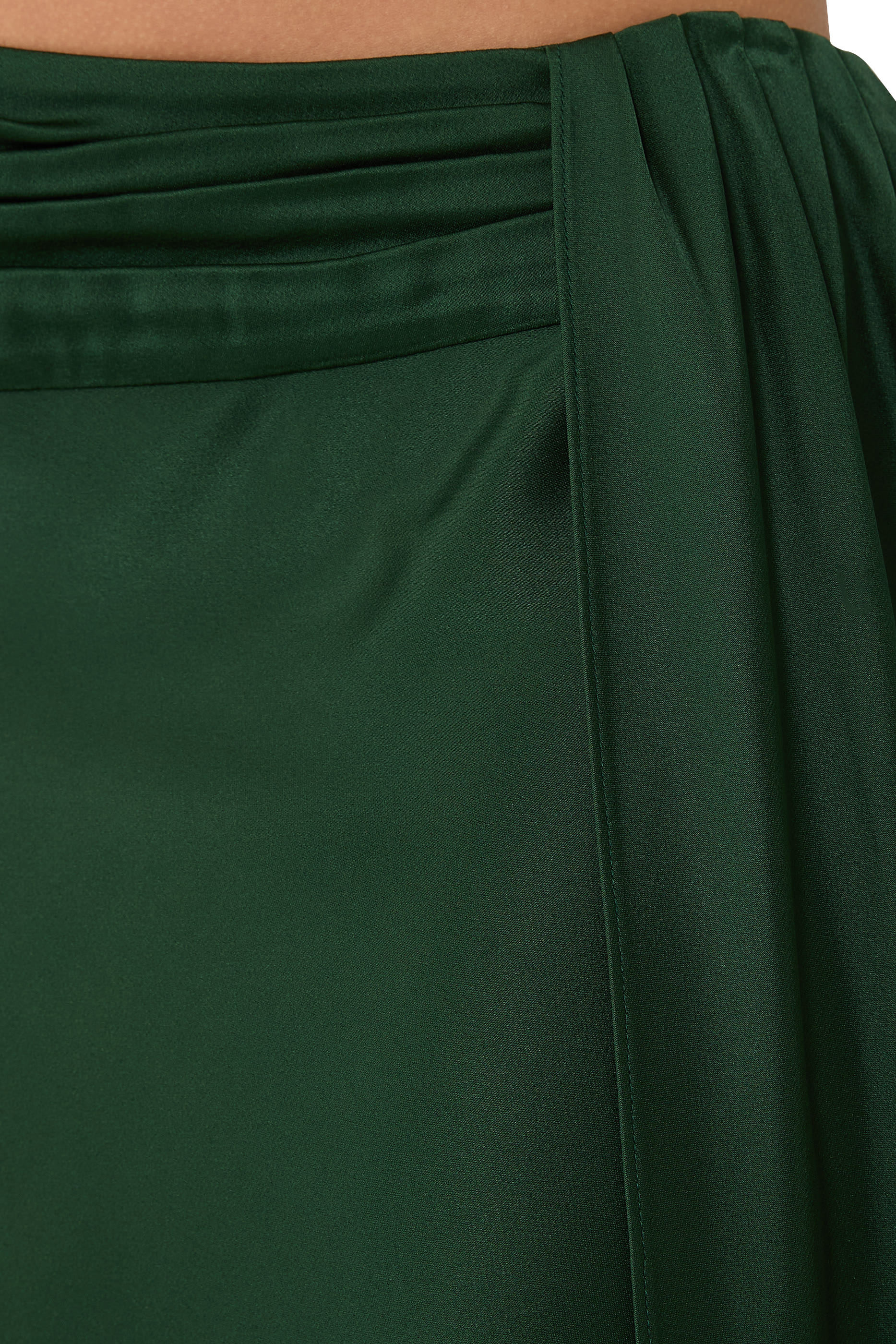 Asymmetric Waist Satin Maxi Skirt