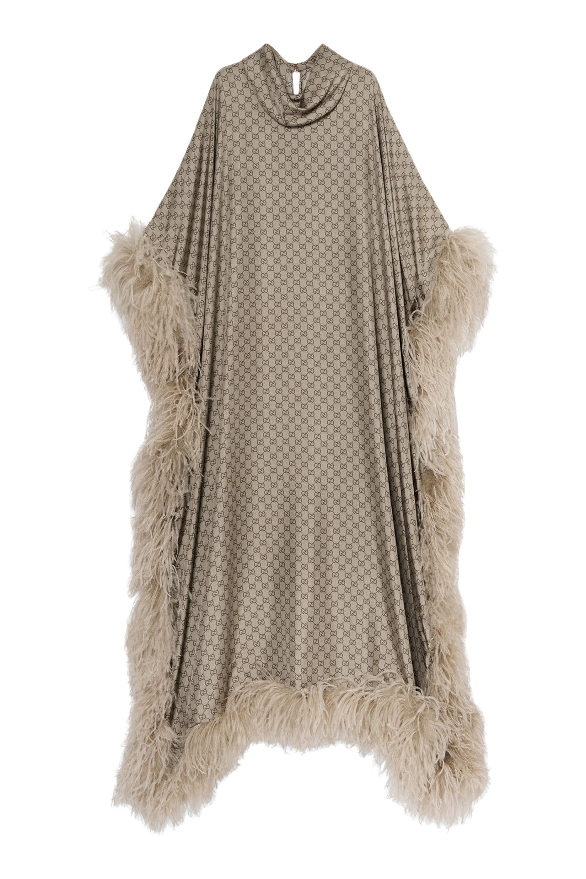 All-Over GG Print Silk Twill Long Dress