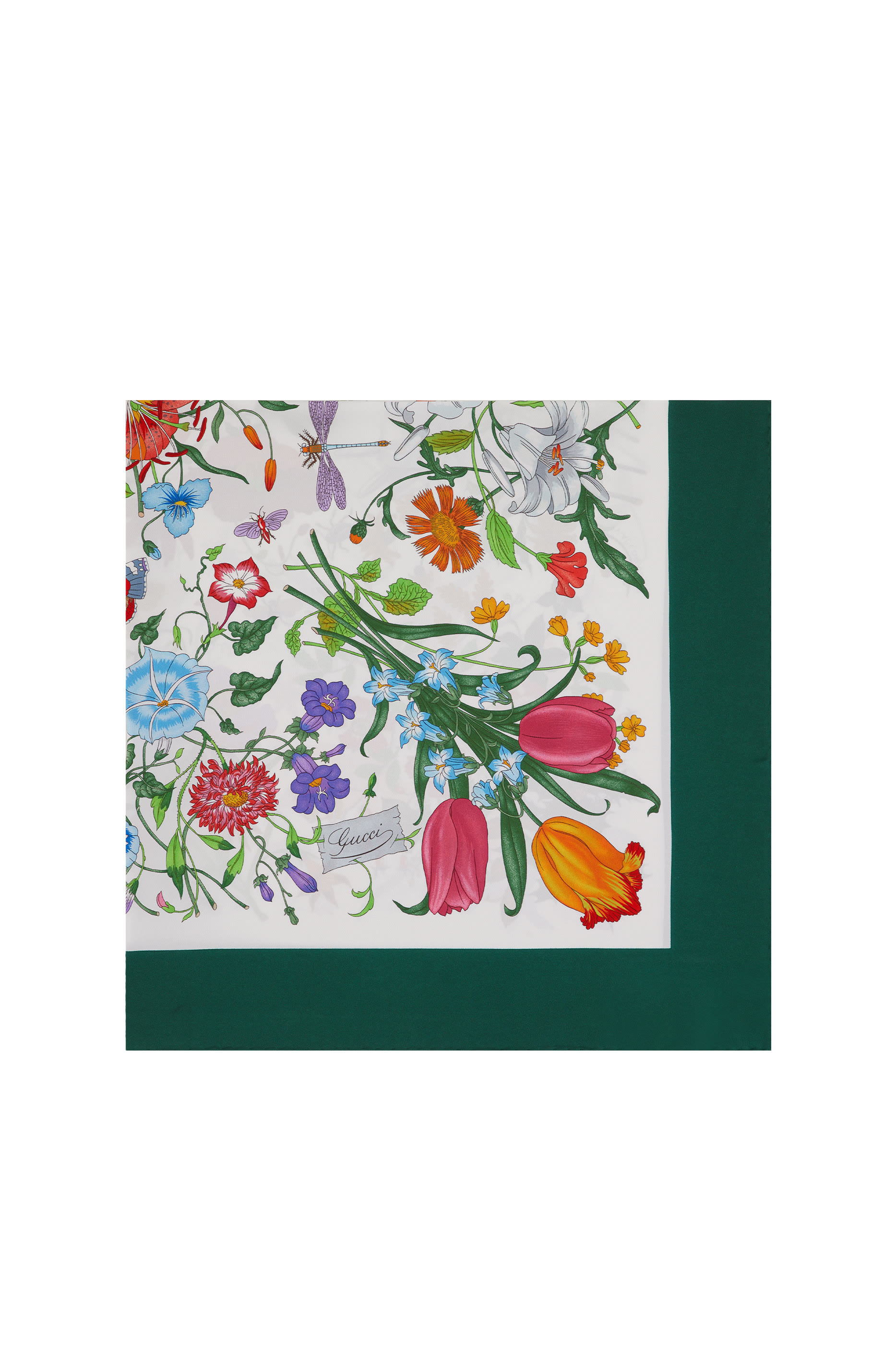 Printed Flora Silk Twill Carr&eacute;