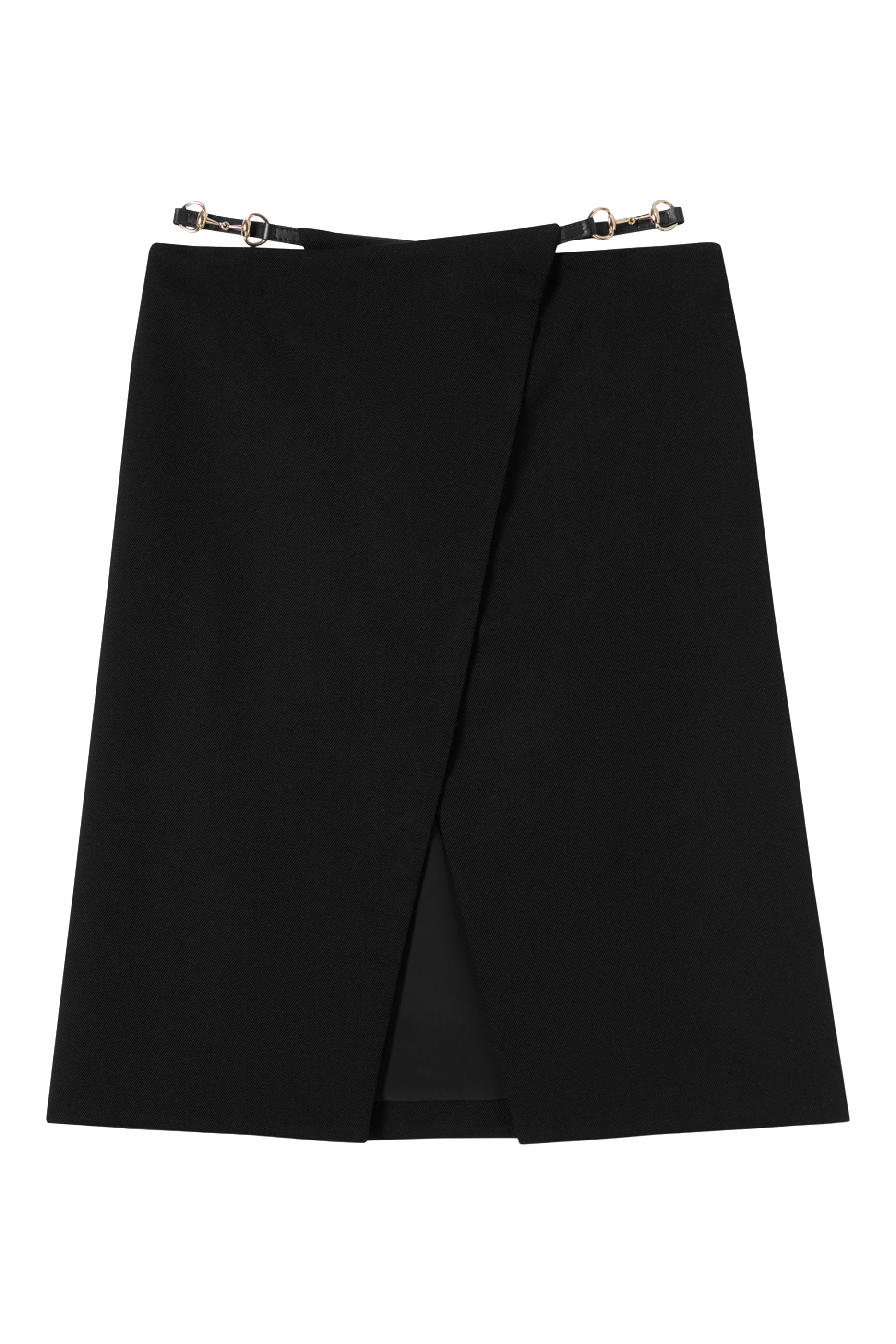 Wool Wrap Skirt with Horsebit Detail