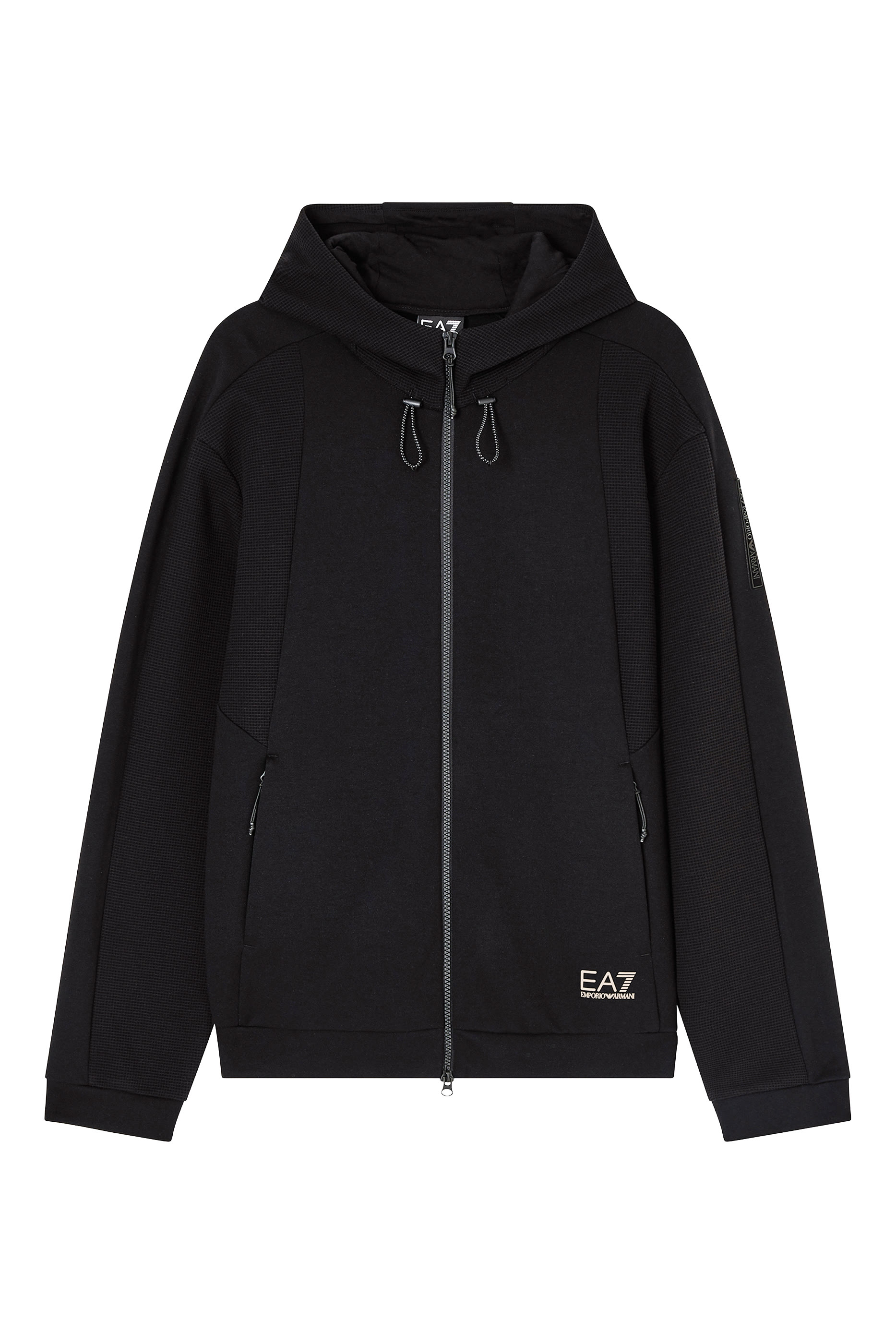 EA7 Logo Cotton-Blend Hooded Sweatshirt
