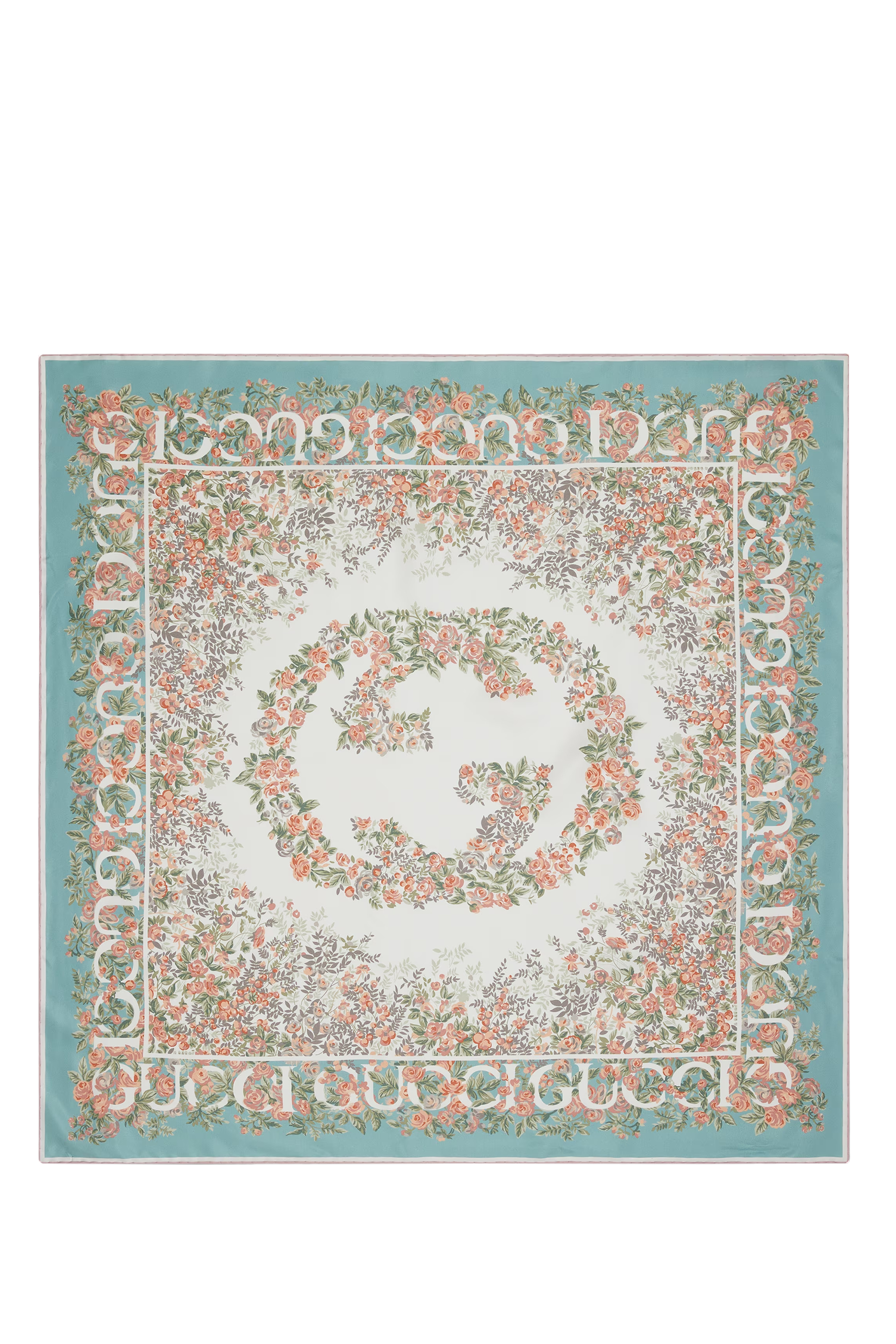 Interlocking G Floral Print Silk Scarf