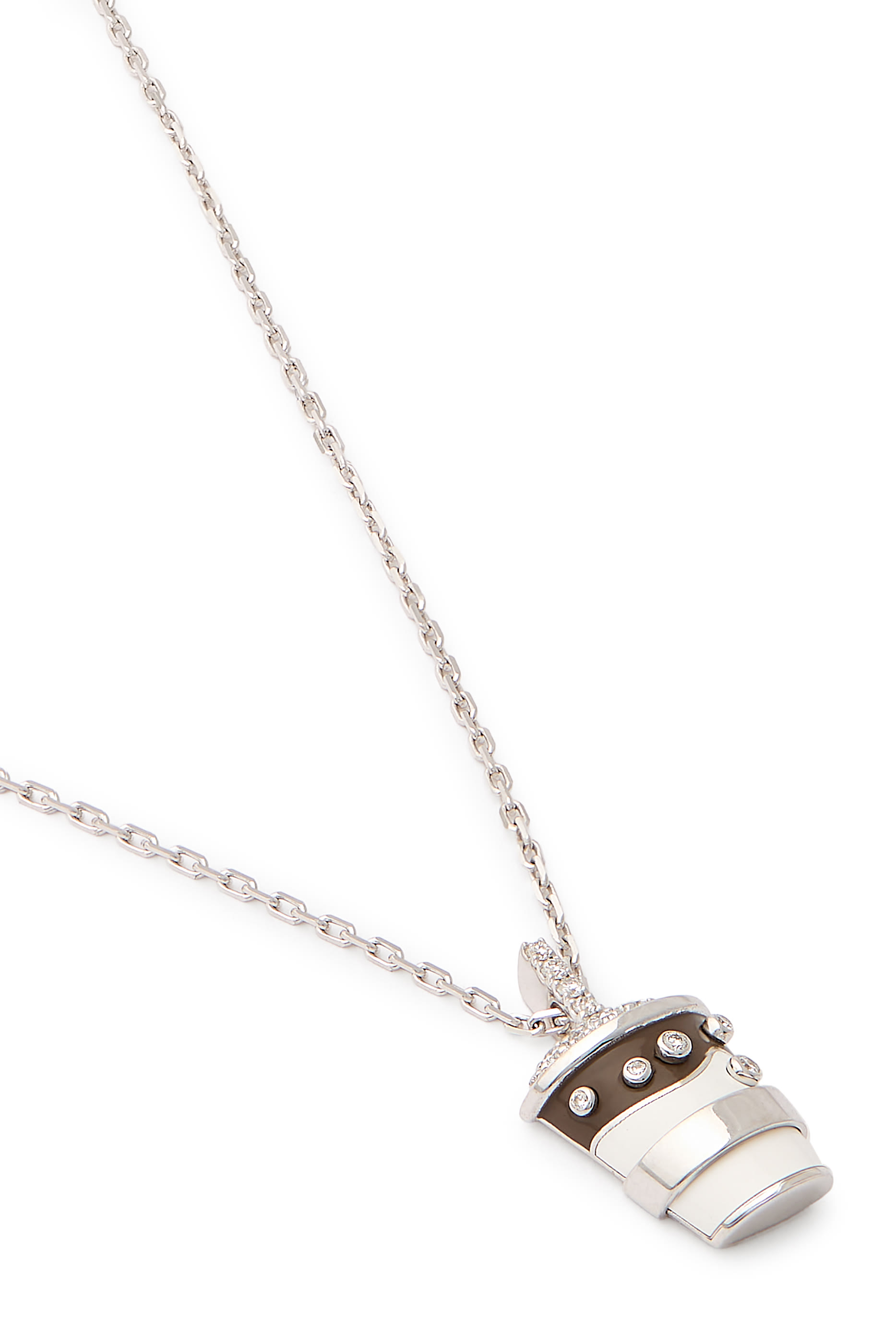 Coffee Necklace, 18k White Gold & Diamonds