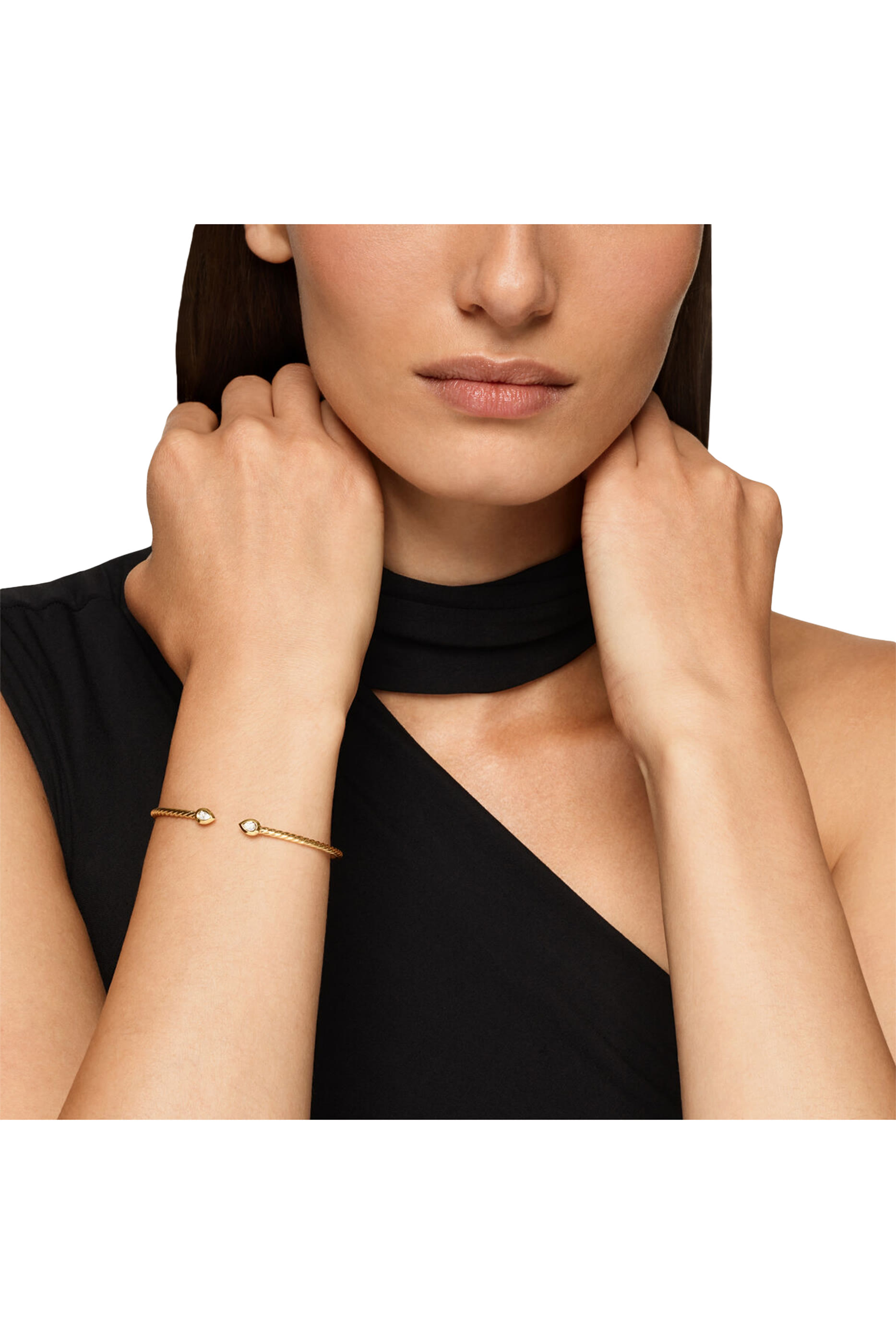 Petite Modern Renaissance&reg; Pear Cablespira&reg; Bracelet, 18K Yellow Gold & Diamonds