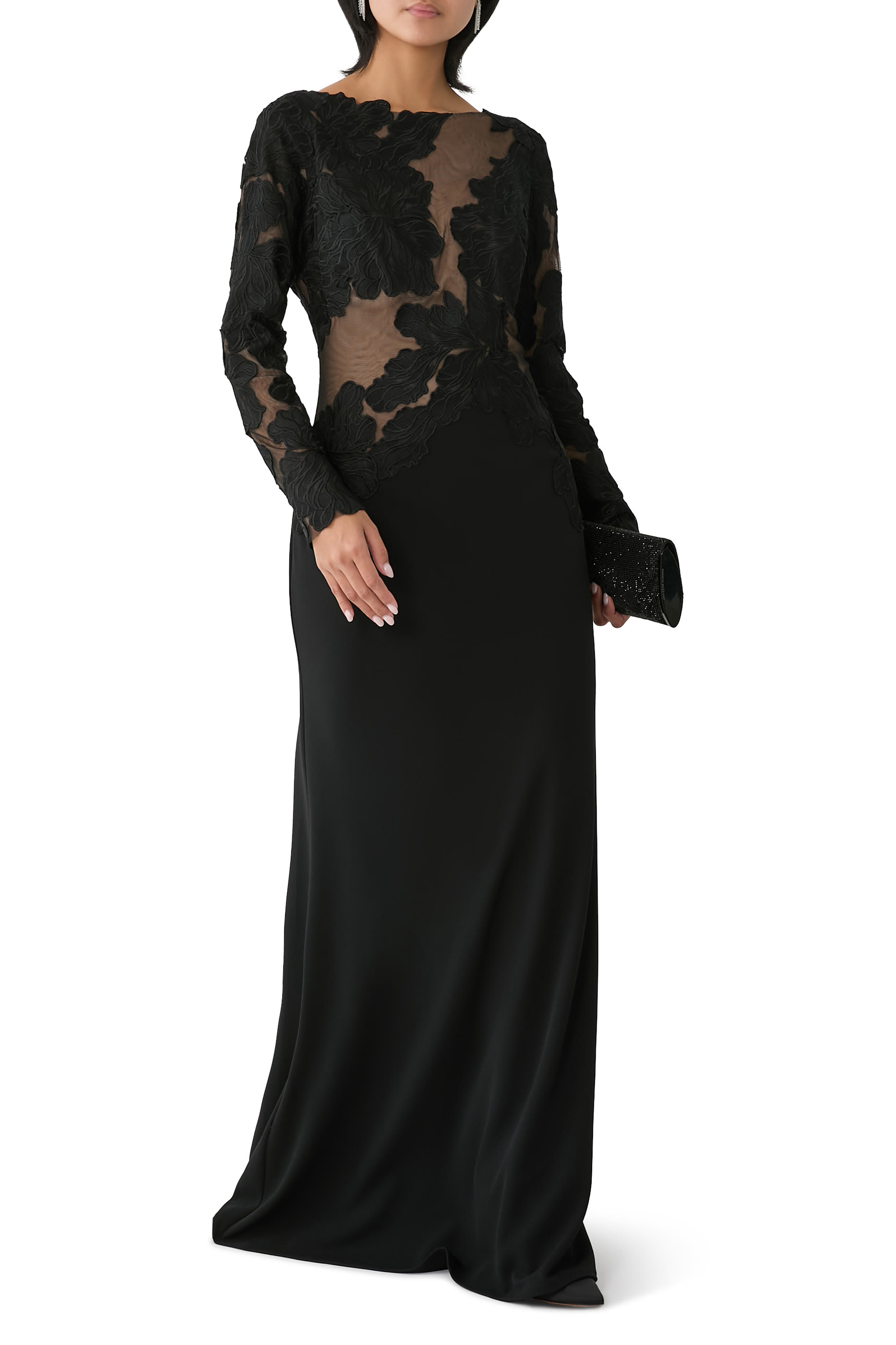 Caselle Embroidered Illusion Bodice Gown