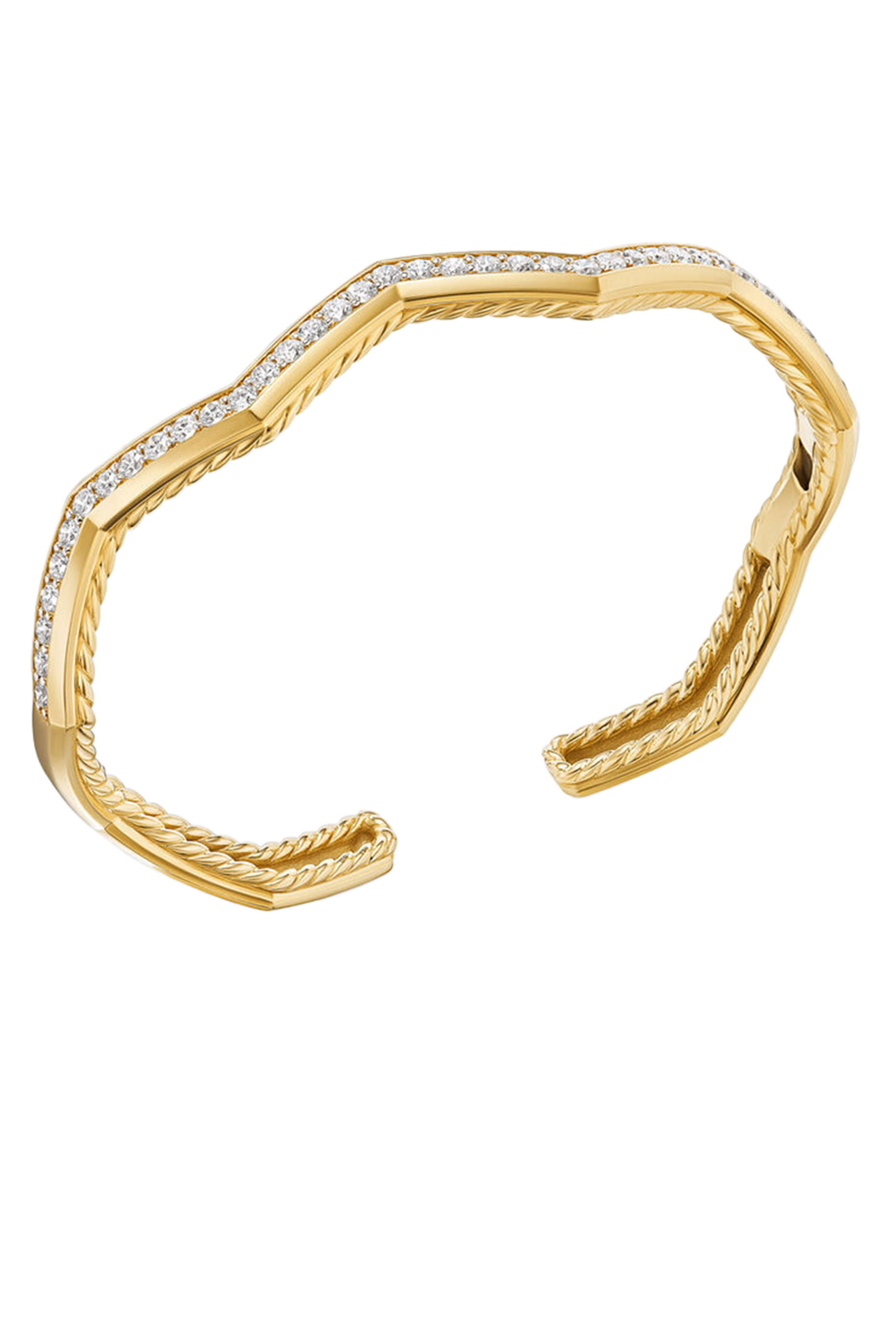Zig Zag Cuff Bracelet, 18K Yellow Gold & Diamonds
