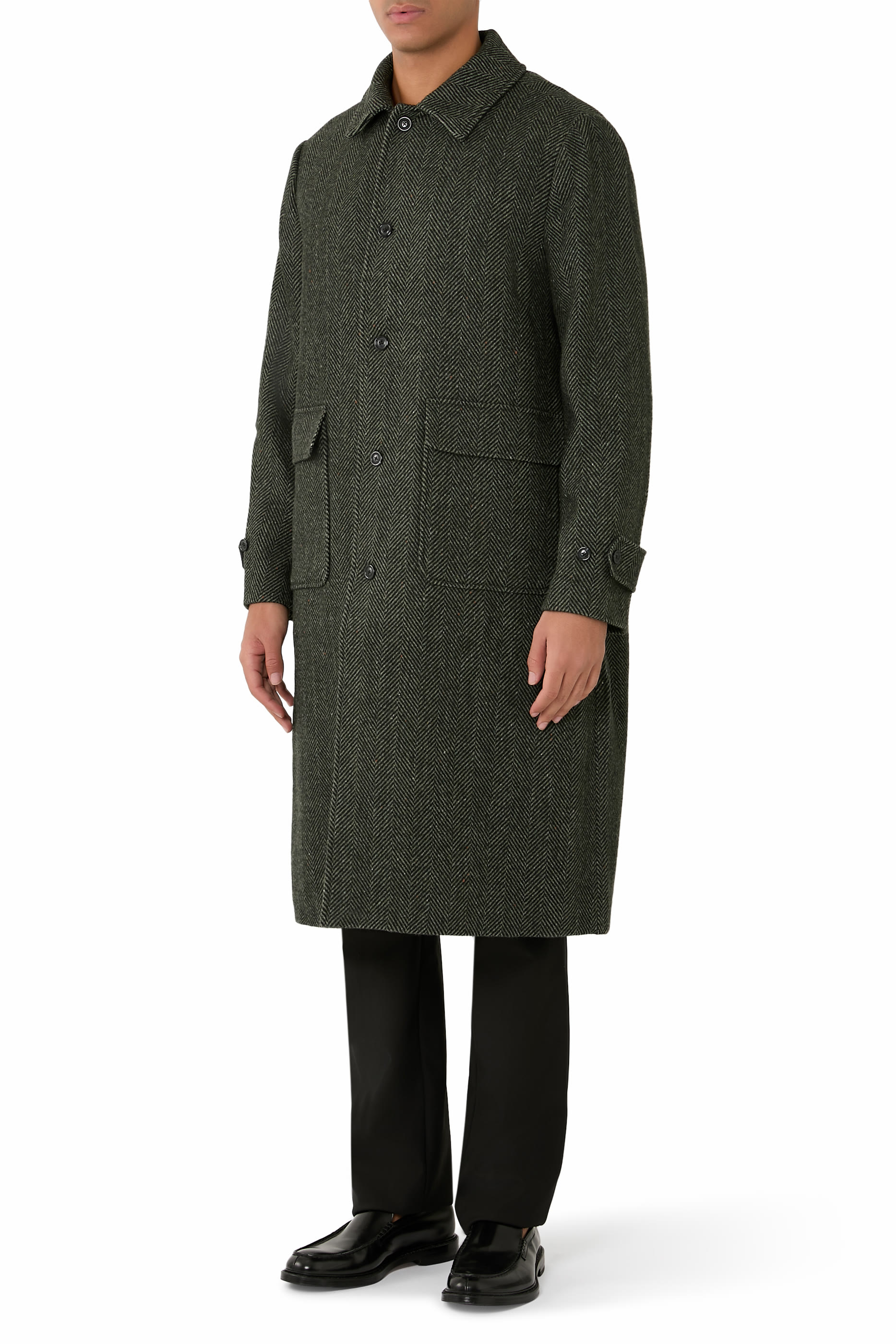 Maximilian Herringbone Wool Coat