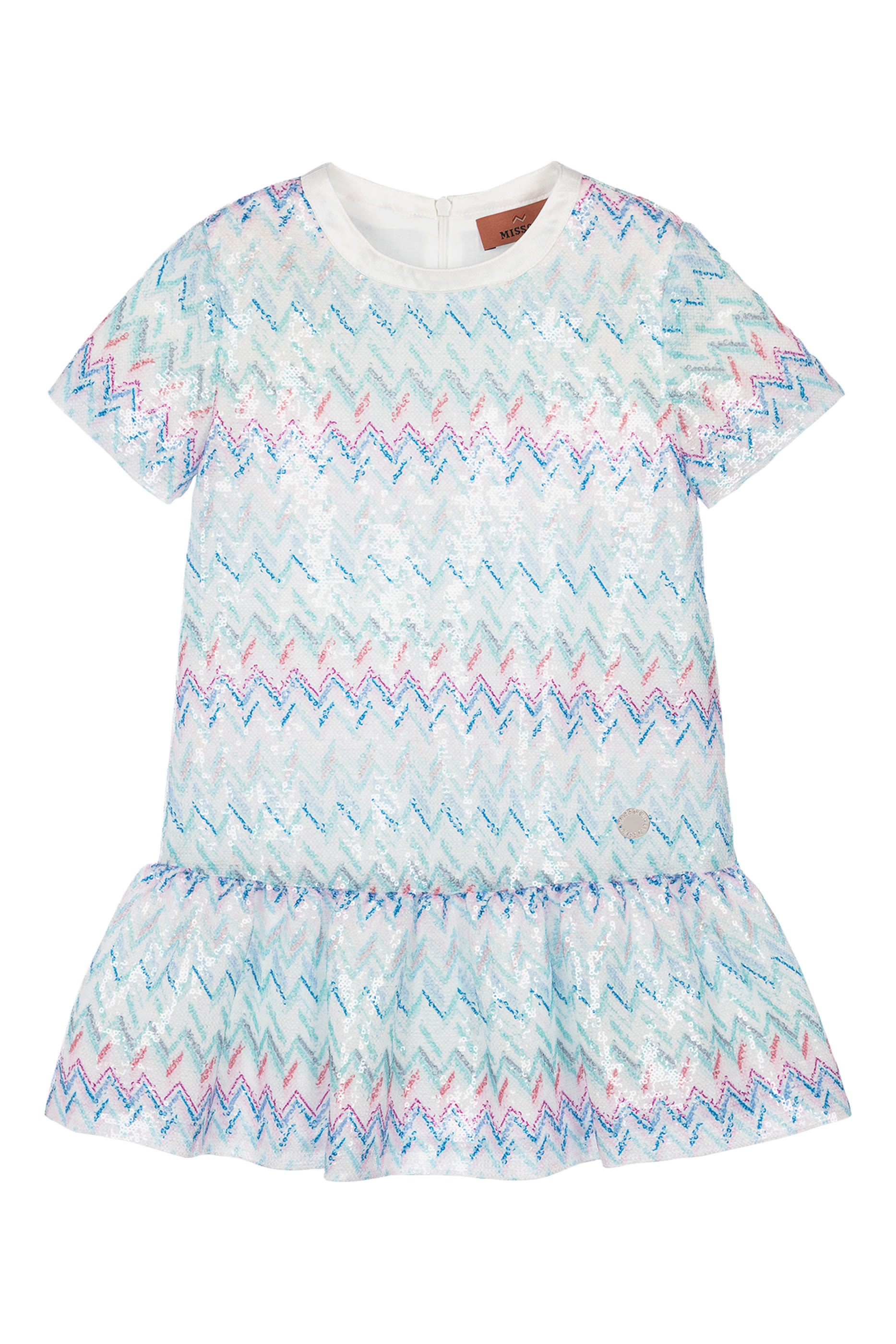 Kids Zigzag Sequine Embellished Dress