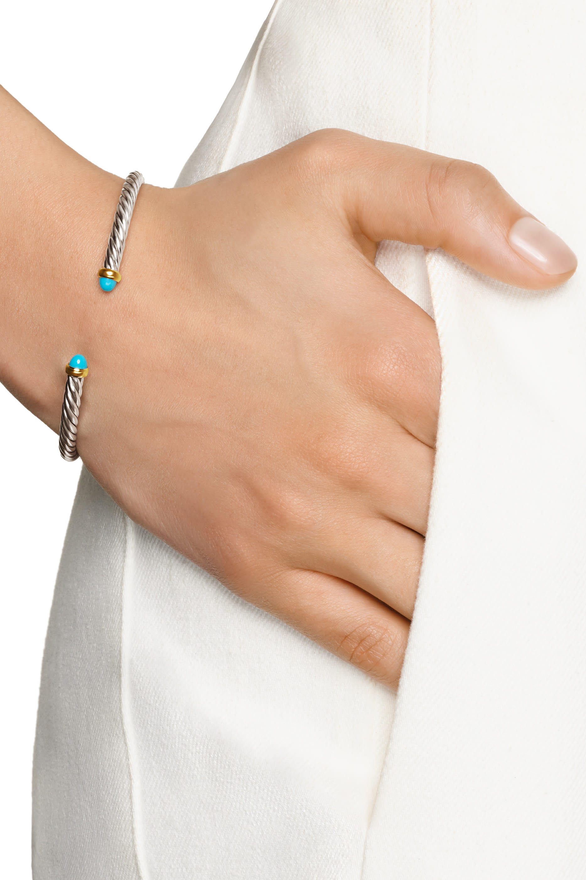 Cable Flex Bracelet, 18k Yellow Gold & Sterling Silver