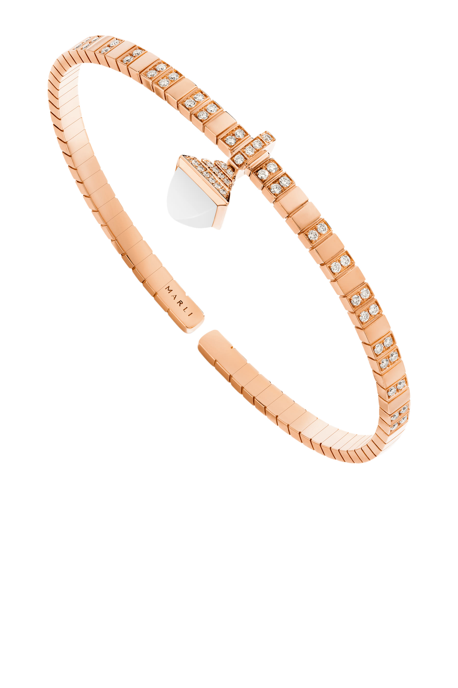 Cleo Charm Bracelet, 18k Rose Gold, White Agate & Diamonds
