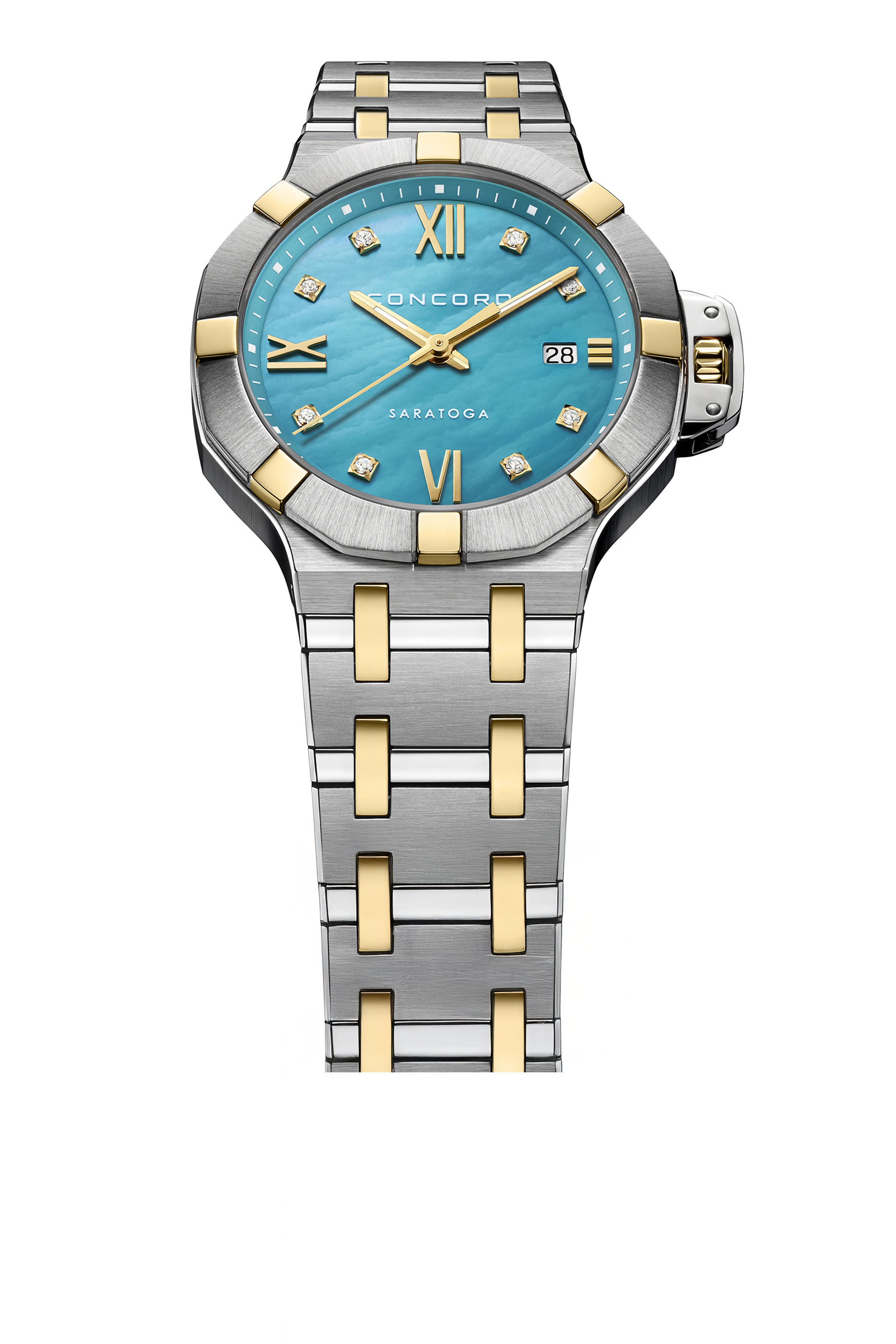Saratoga Watch, Stainless Steel, 18k Yellow Gold & Sapphire Crystal, Diamonds