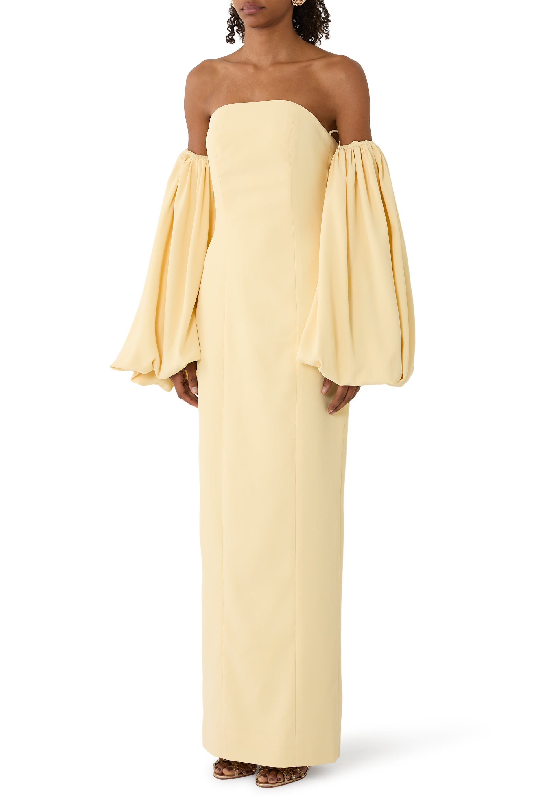 Off-Shoulder Crepe Skinny Gown