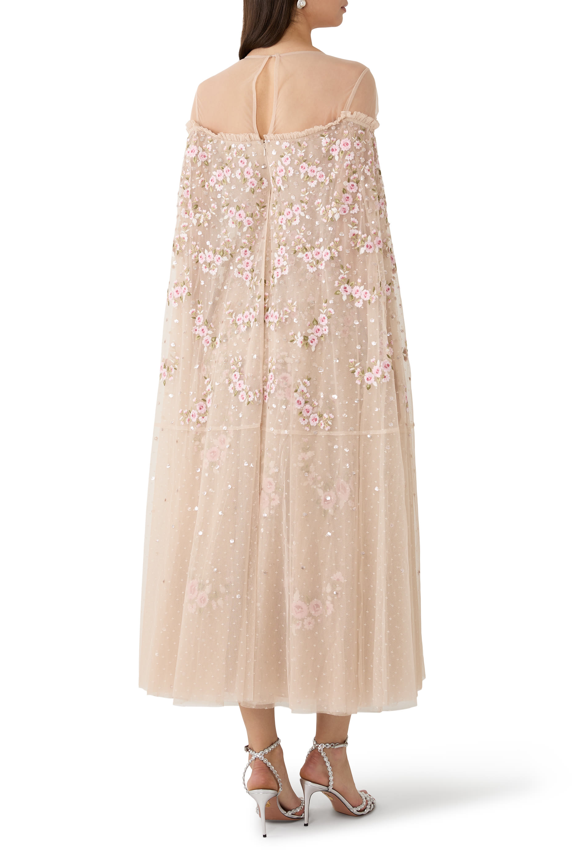 Crescent Roses Cape Ankle Gown