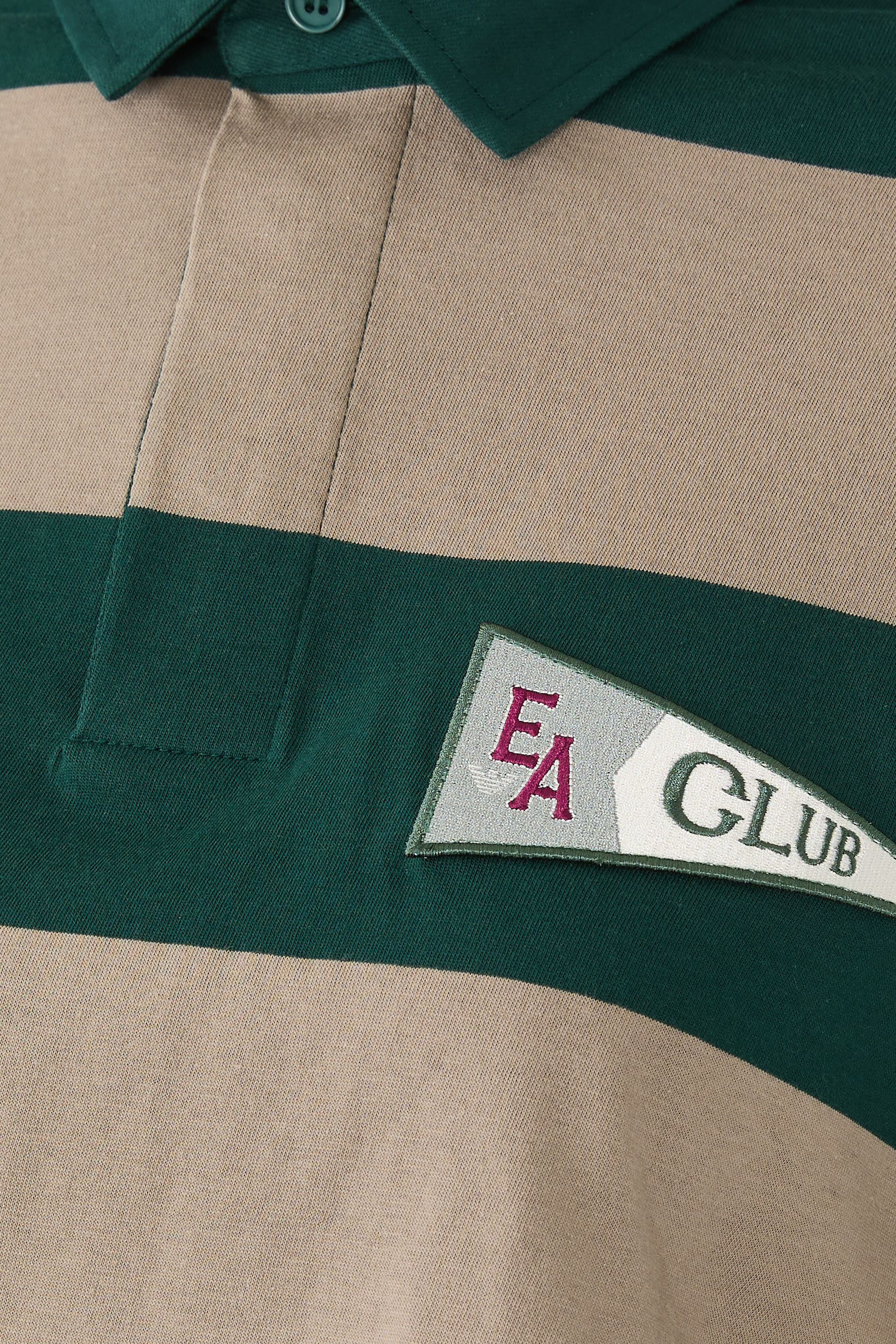 Cropped Polo Shirt in Maxi Striped Jersey with Eagle Club Patch