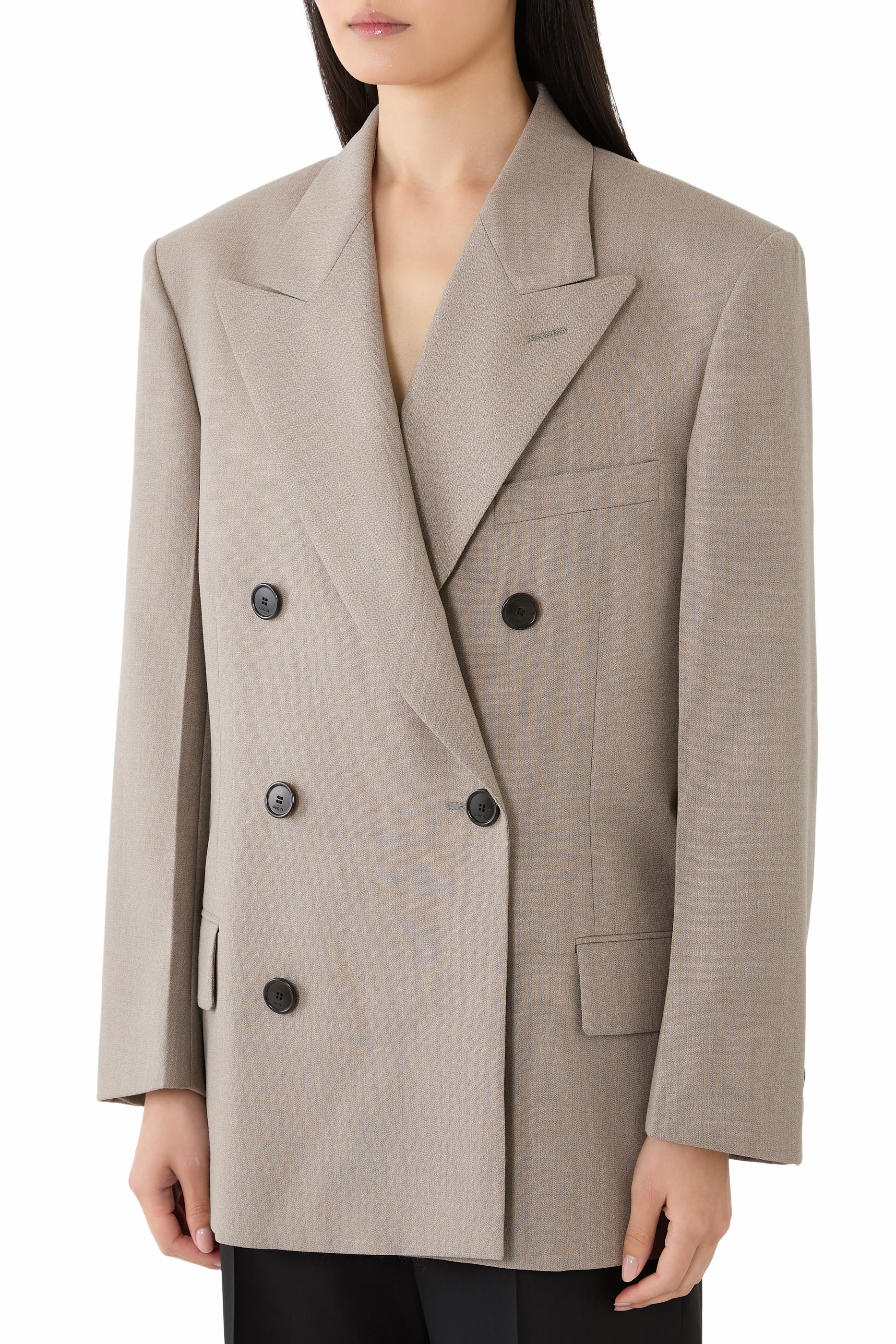  Double-Breasted Wool Moulin&eacute; Jacket 