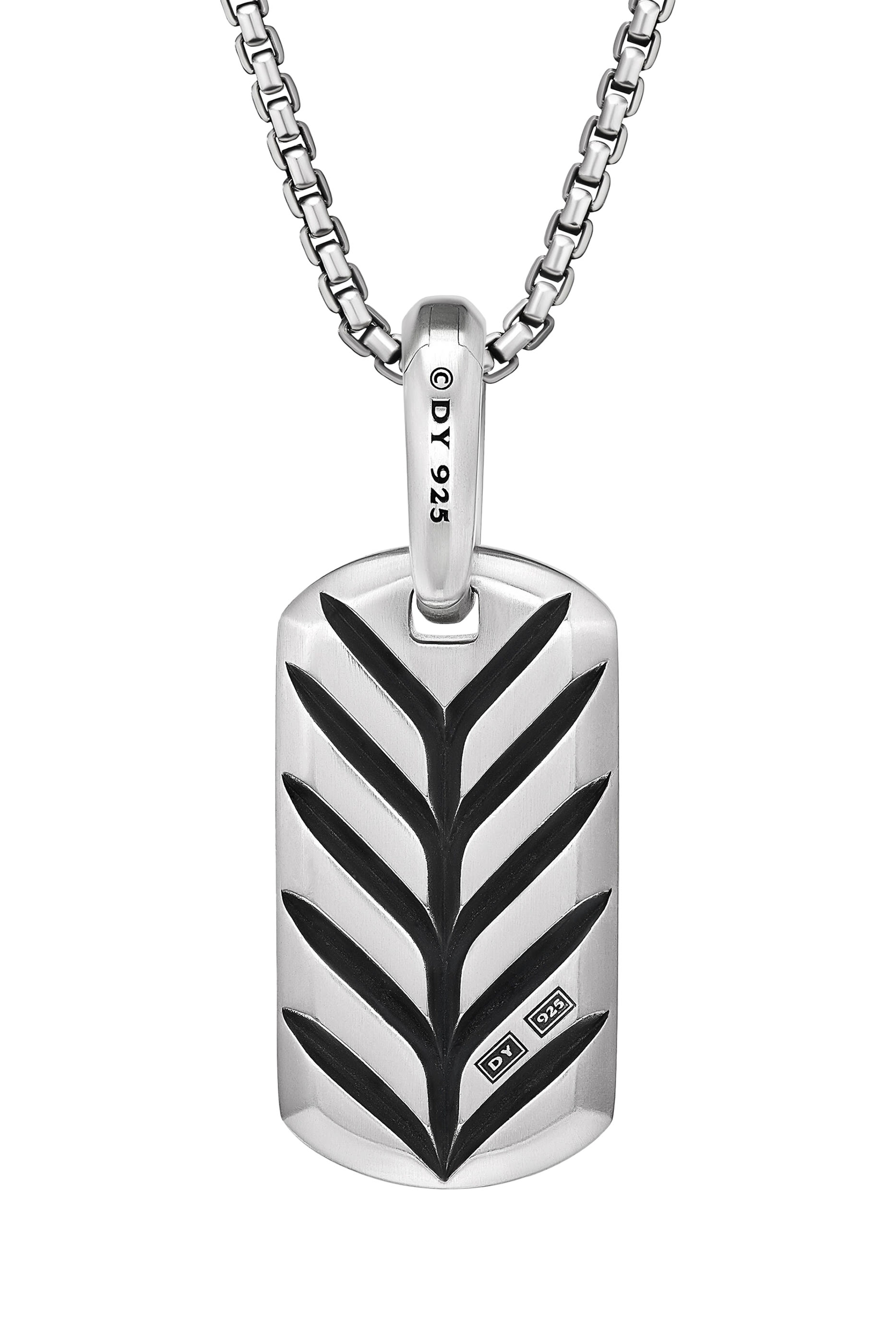 Chevron Tag, Sterling Silver & Diamonds