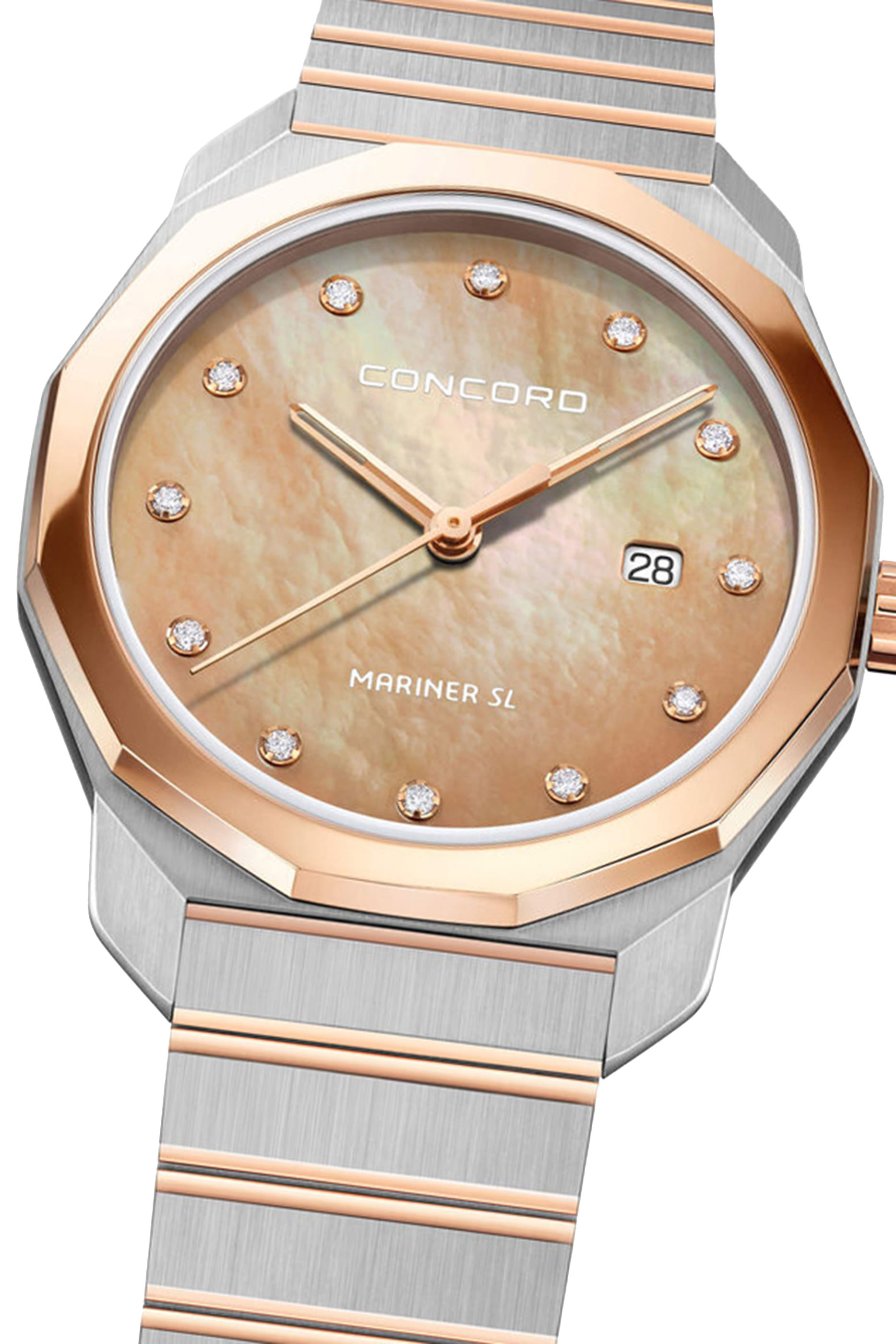 Mariner SL Quartz Watch, Stainless Steel, 18k Rose Gold & Sapphire Crystal, Diamonds