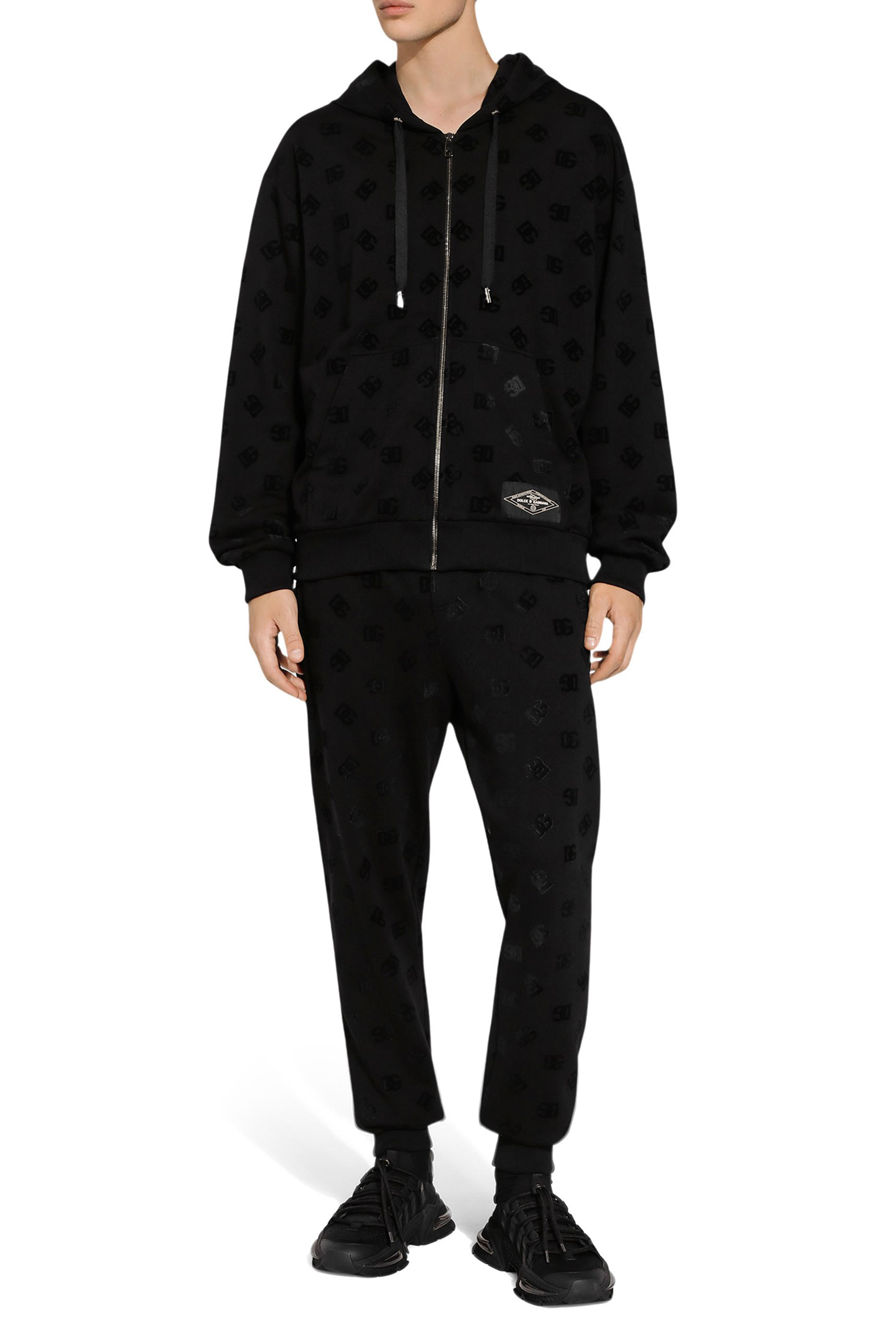 Jersey Jogging Pants with All-Over DG Logo Print