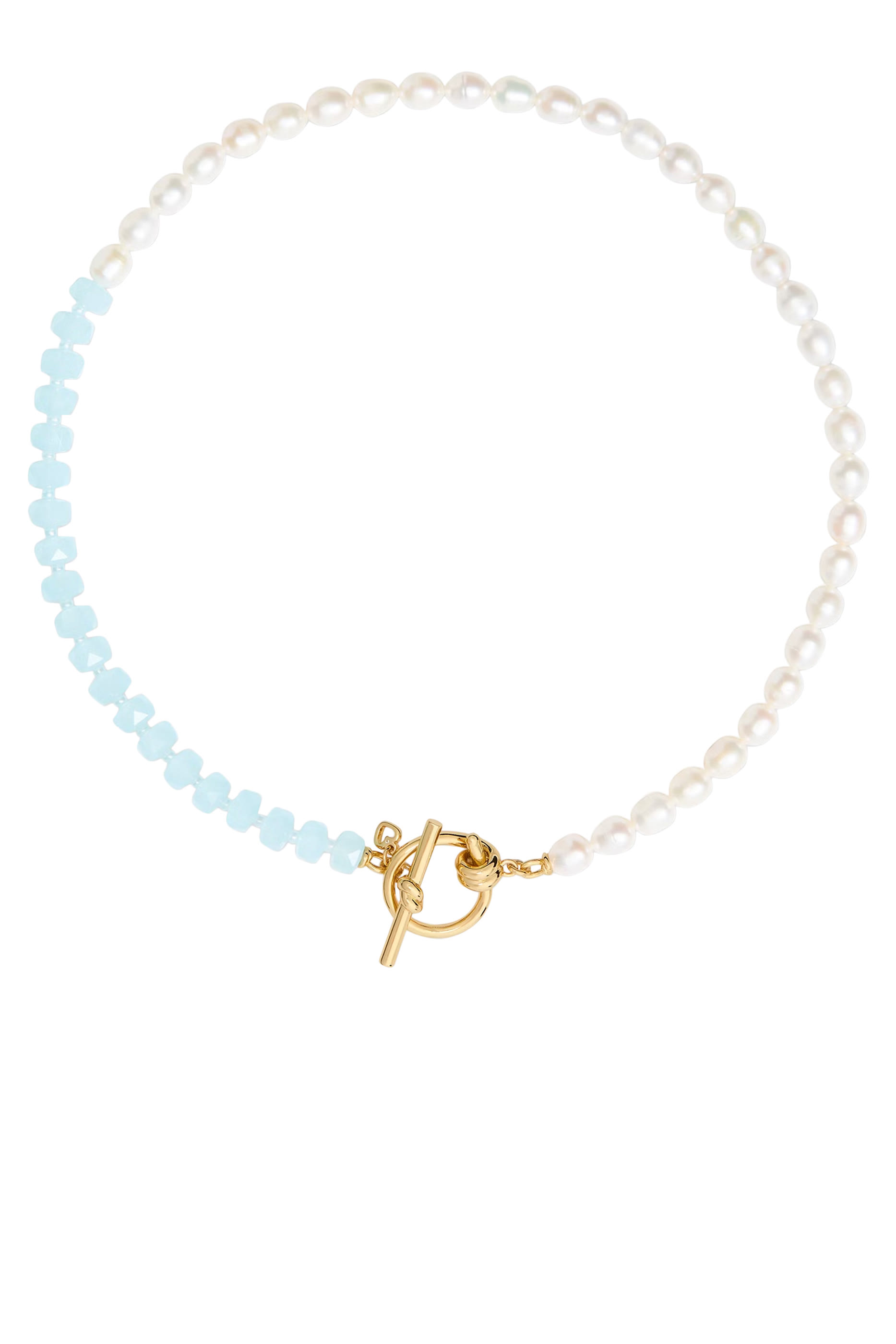 Ropes and Knots Toggle Necklace, Plated Metal & Glass Bead, Freshwater Pearl, Cubic Zirconia