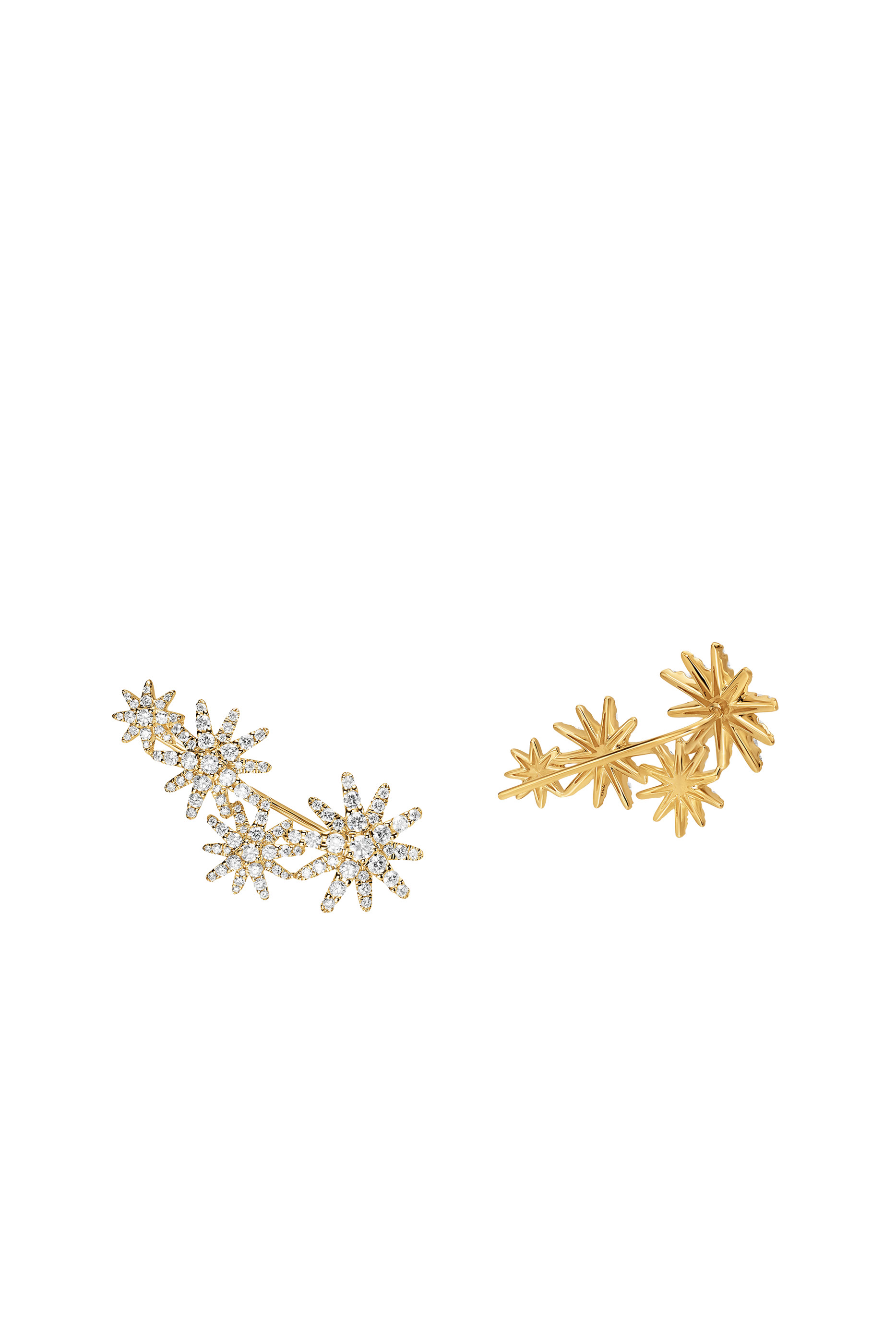 Starburst Full Pav&eacute; Climber Earrings, 18k Yellow Gold & Diamonds