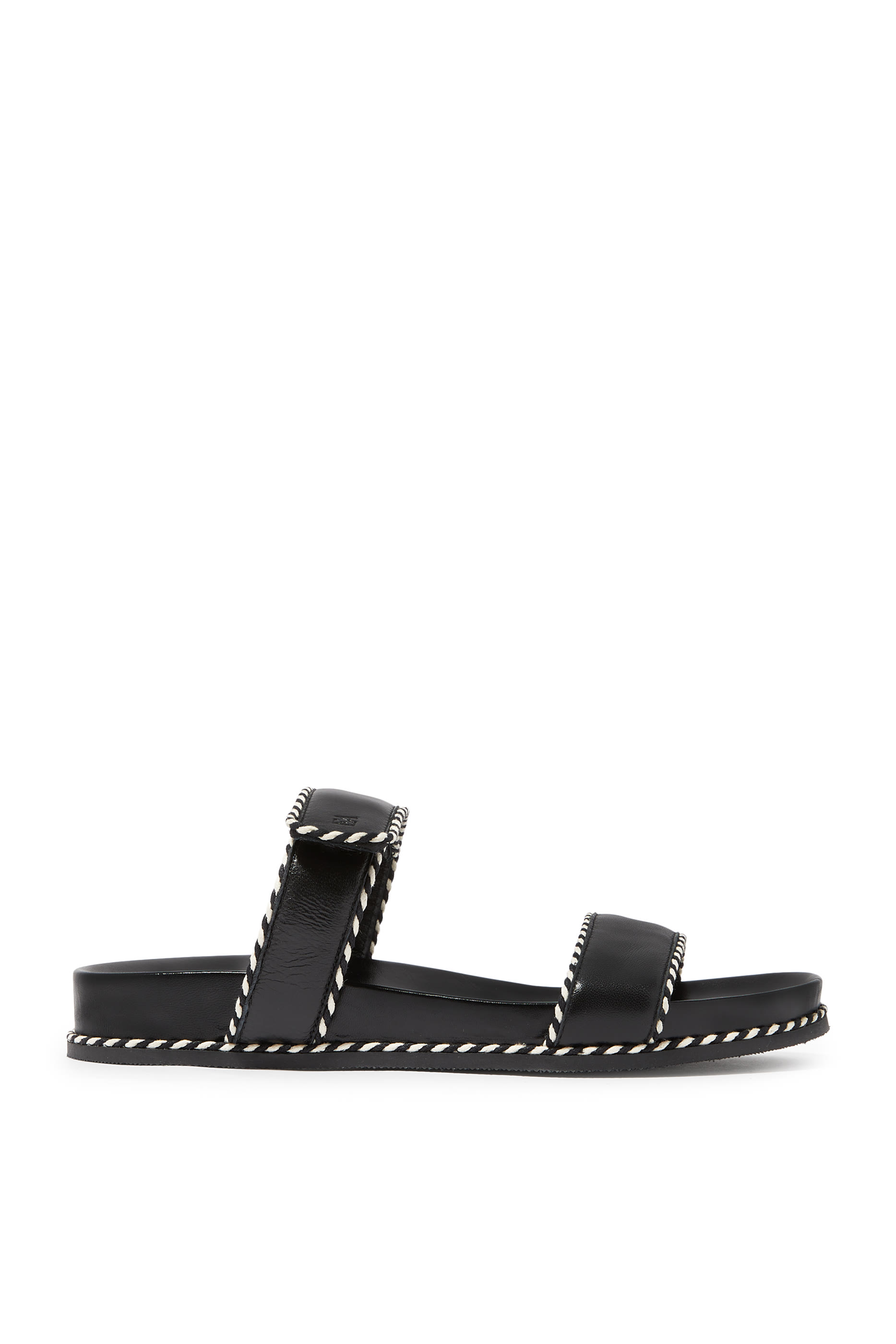 Nappa-Leather Strap and Two-Tone Edges Sandals