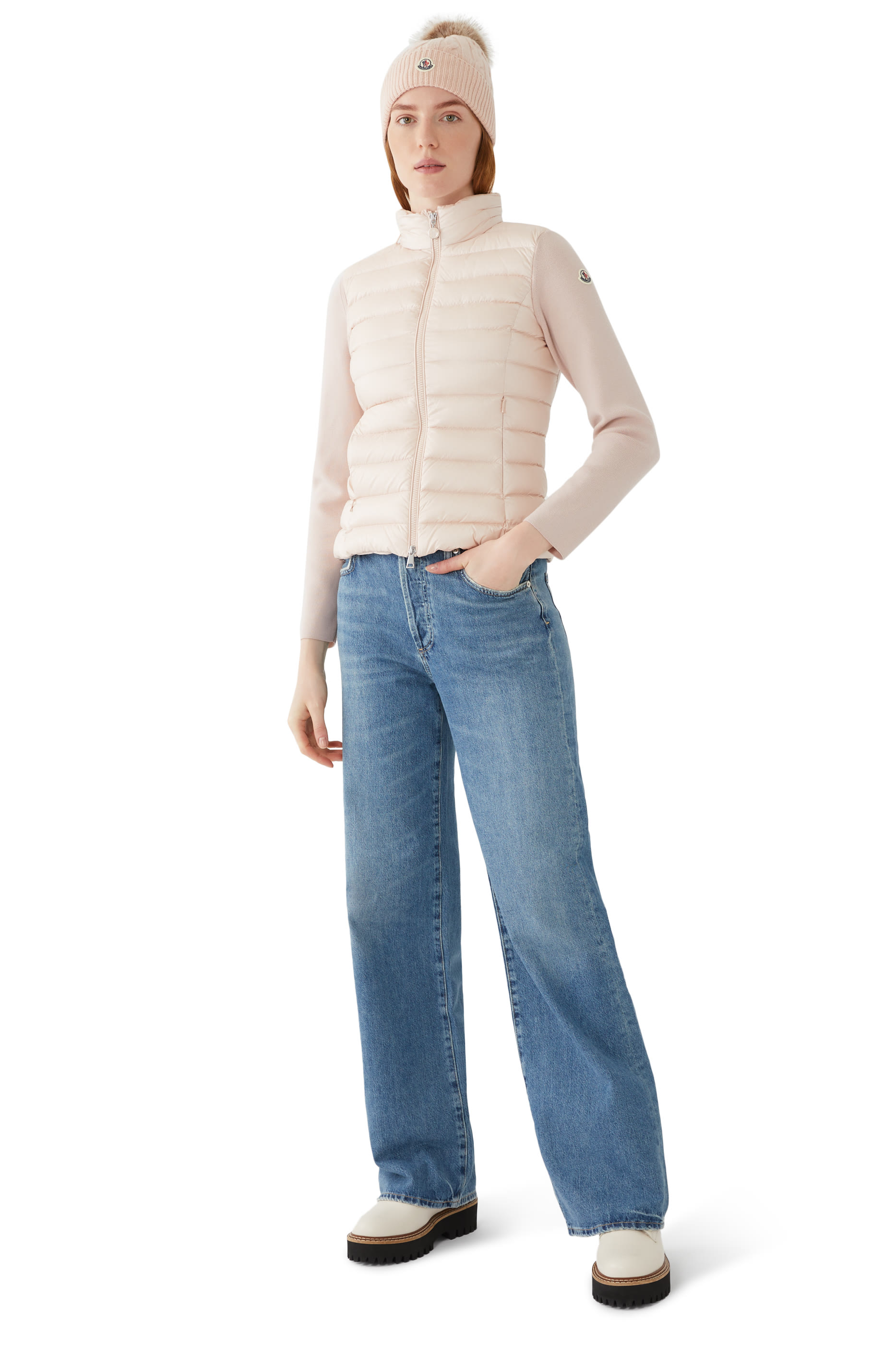 Padded Cotton Zip-Up Cardigan