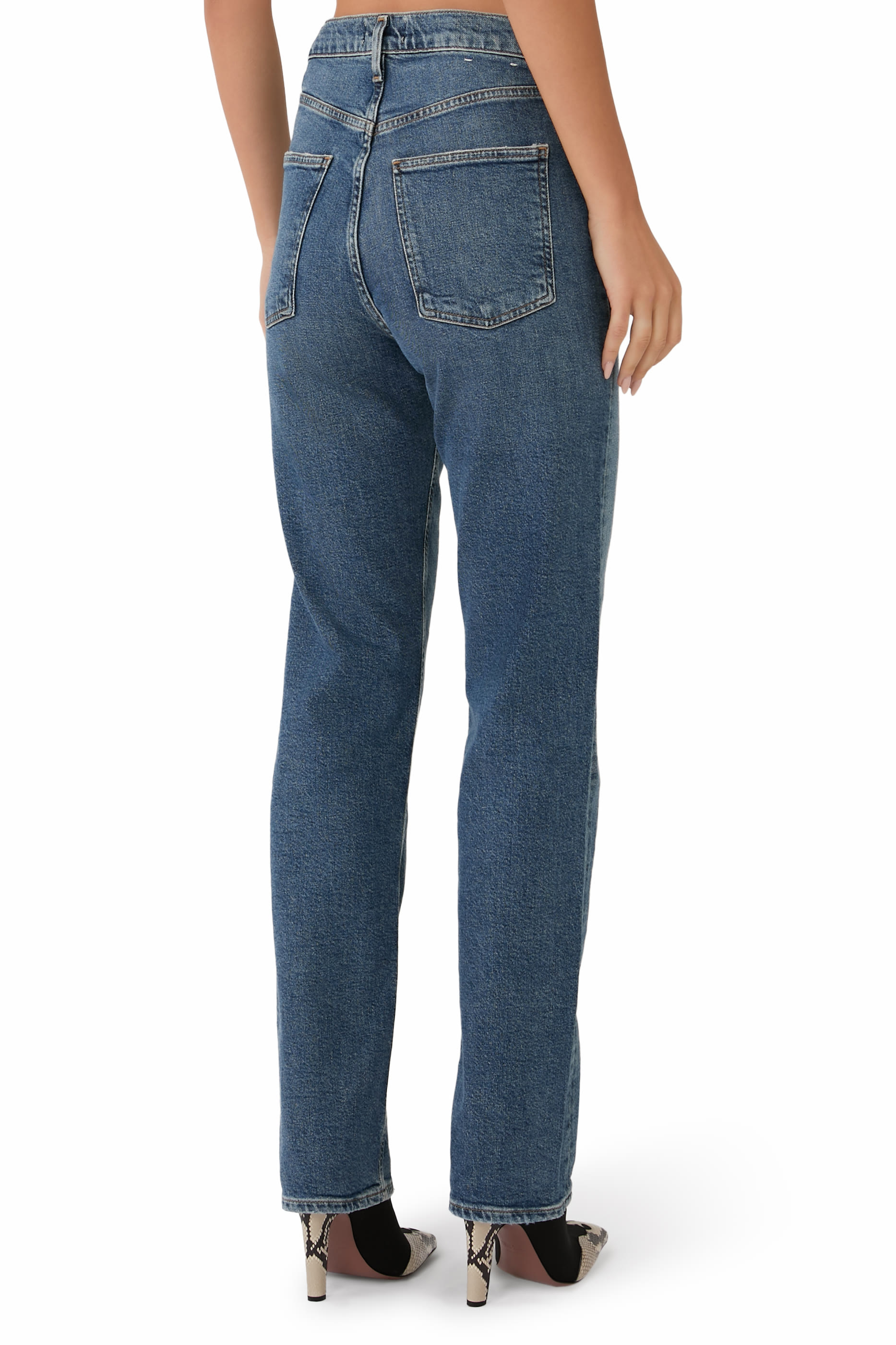 90s Pinch Waist-Long High-Rise Straight Jeans