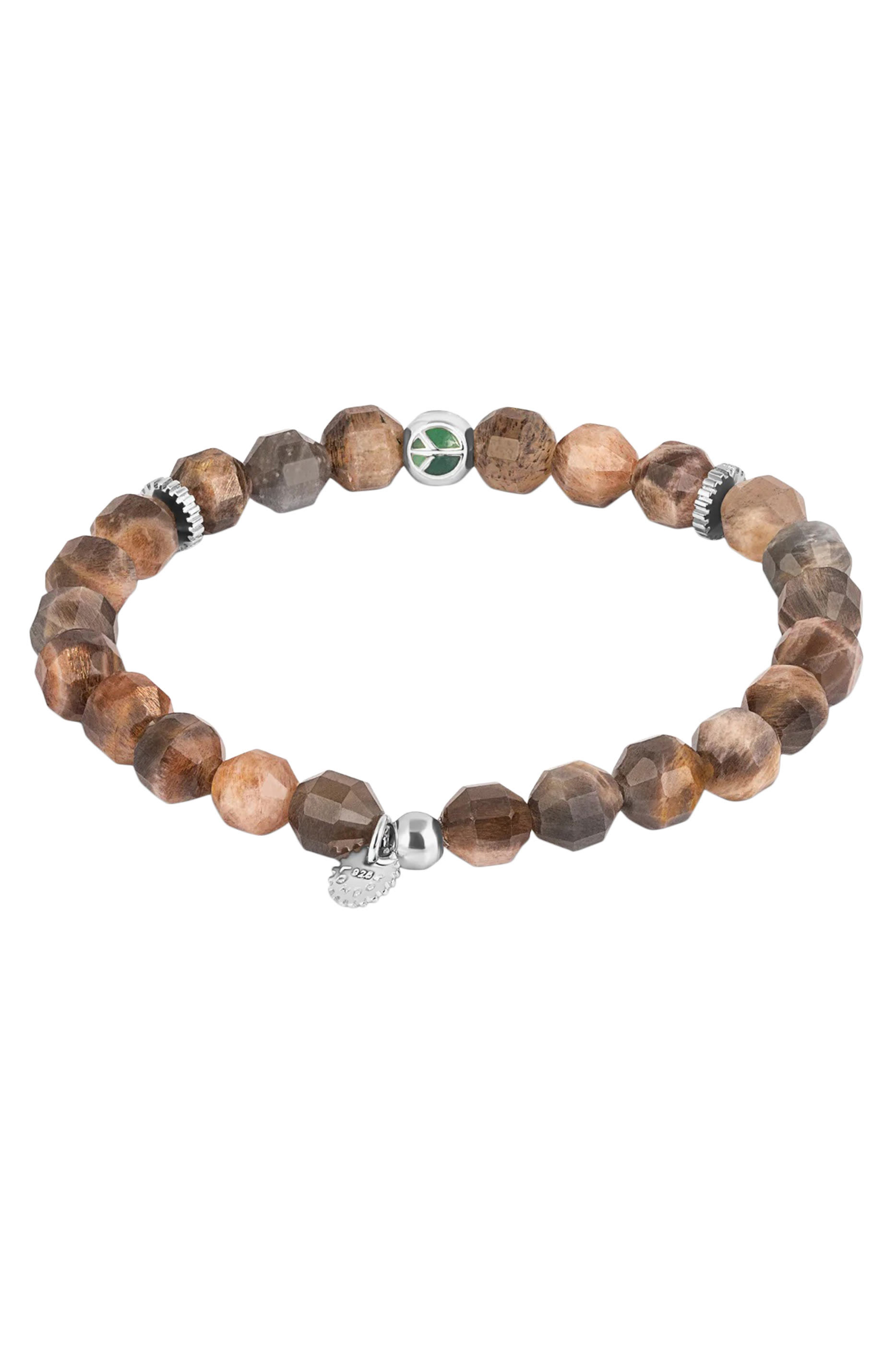  Hexade Peace Bracelet, Rhodium Plated Sterling Silver And Moonstone