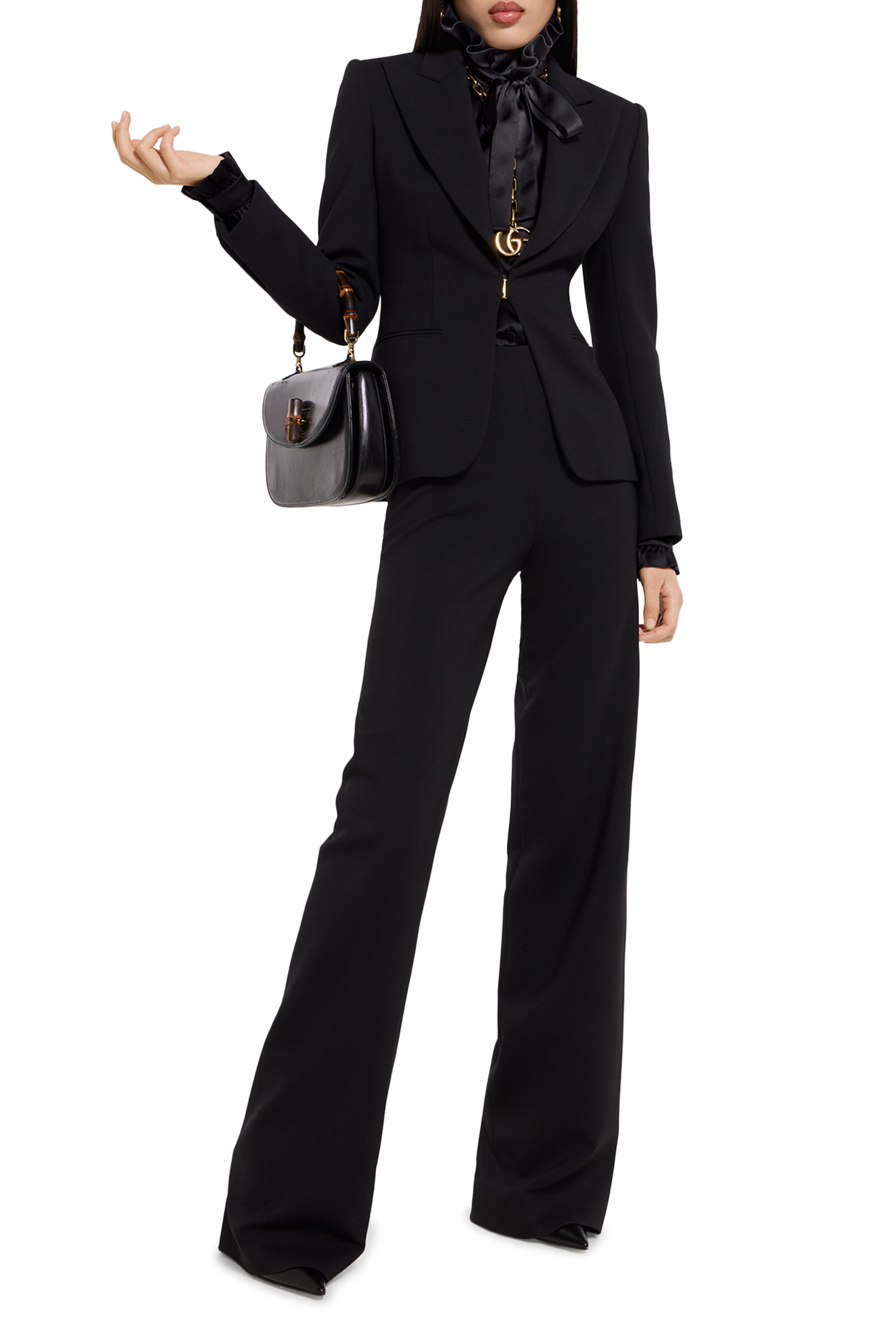 Self-Tie Bow Silk Satin Shirt