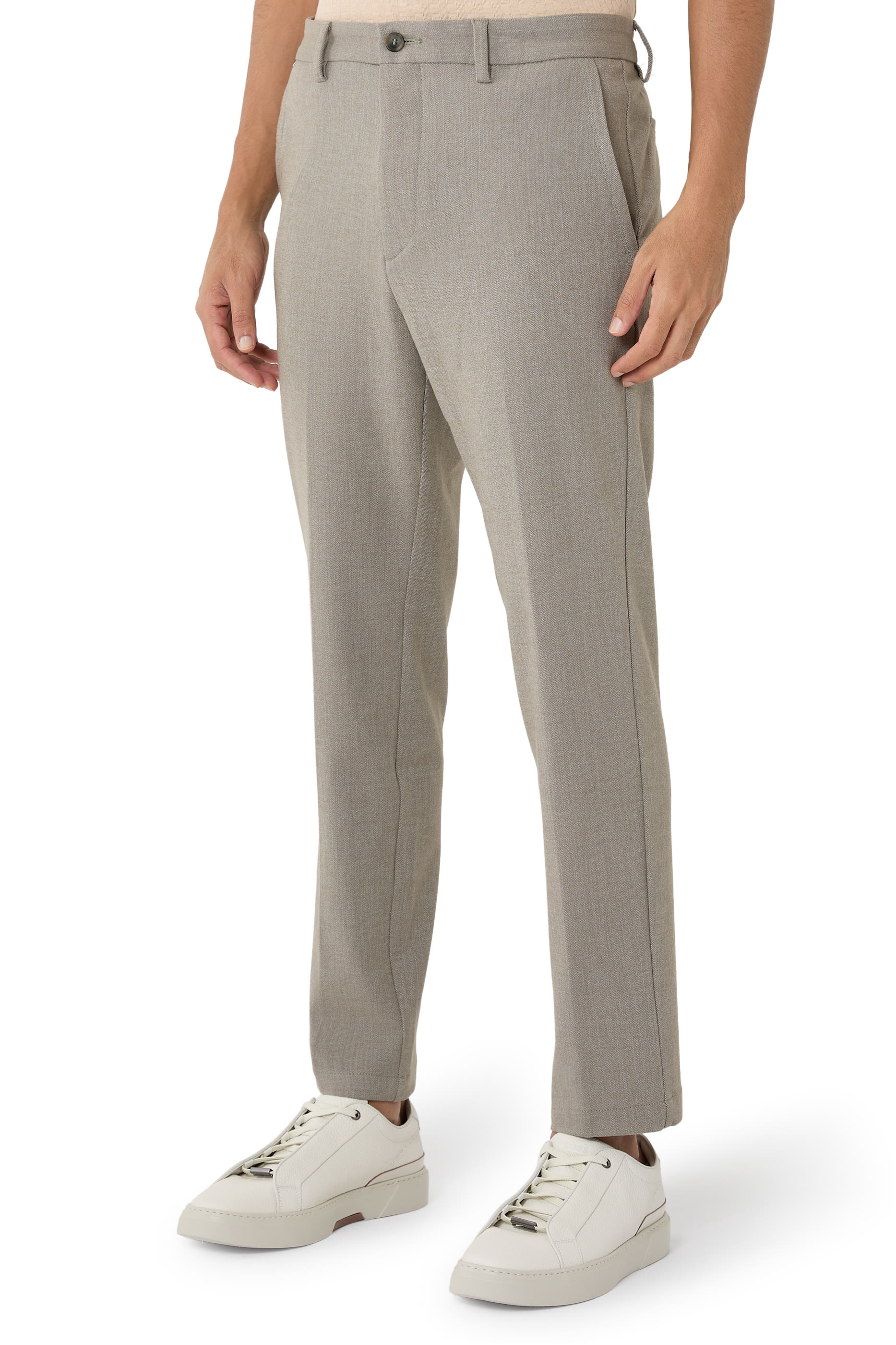 Slim-Fit Trousers in Brushed Herringbone 